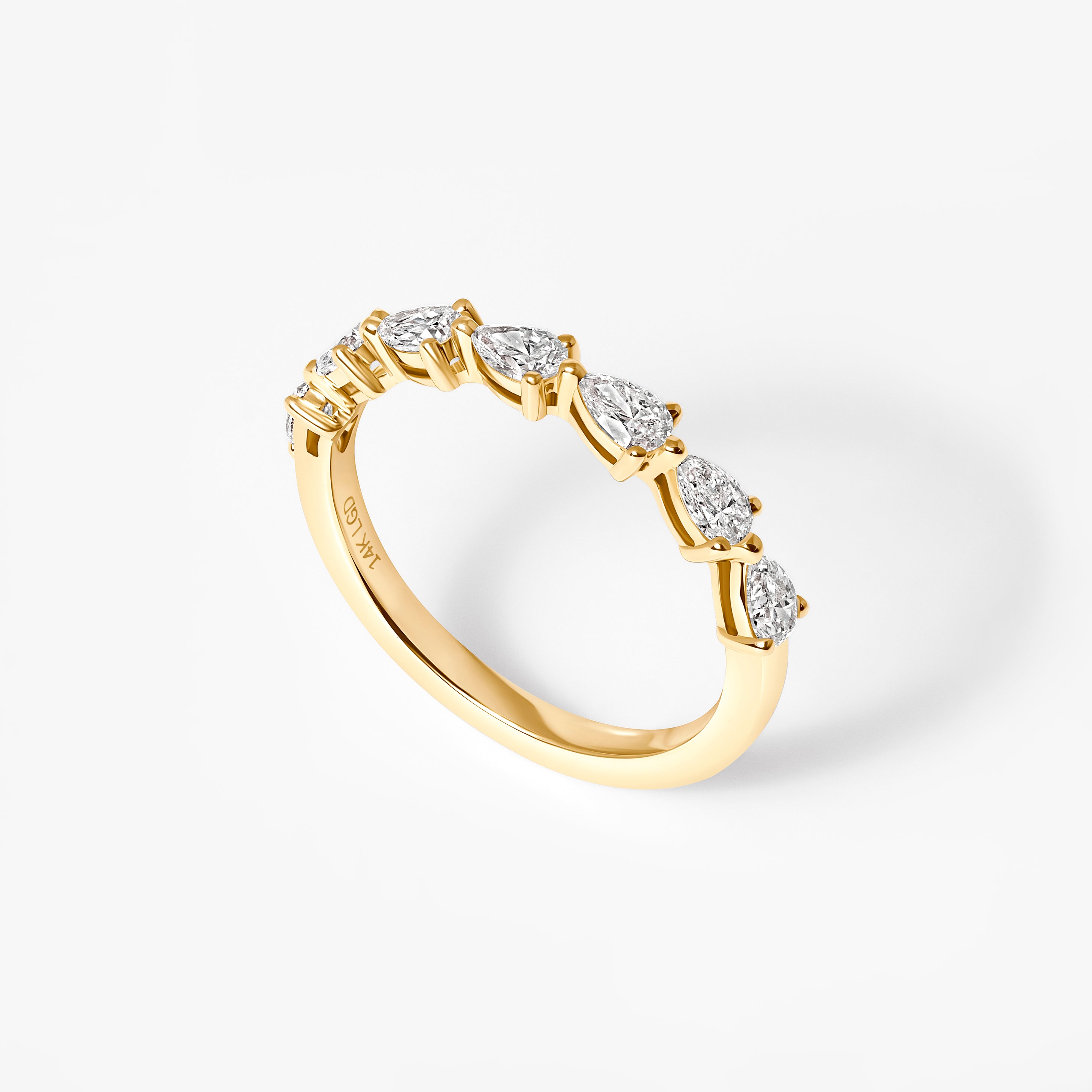 Pear Diamond East West Prong Set Half Eternity Band