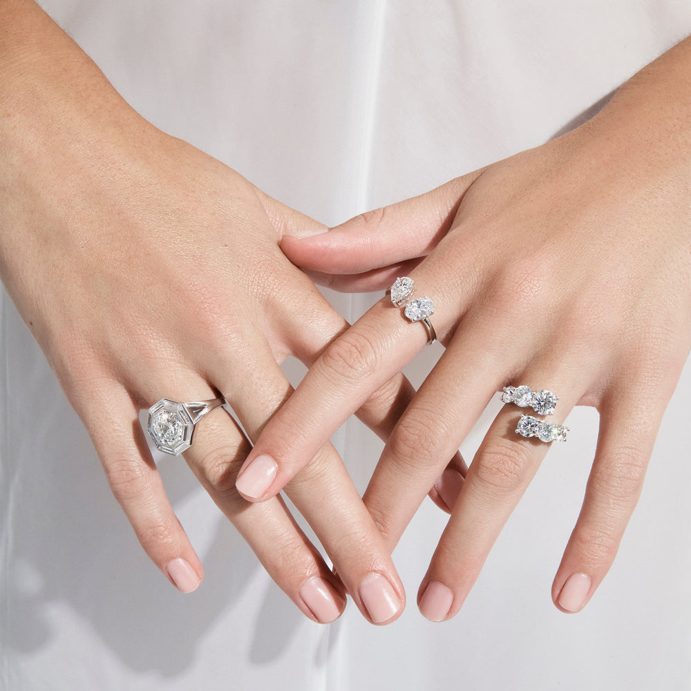 Round Diamond Graduated Wrap Ring
