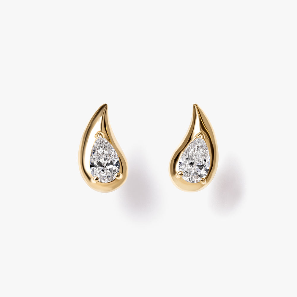 Pear Diamond Sculpted Stud Earrings