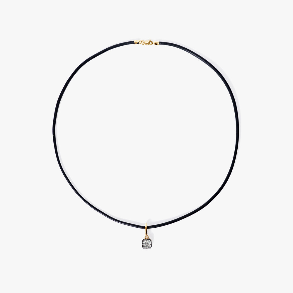 Asscher Diamond Black Rhodium Pendant