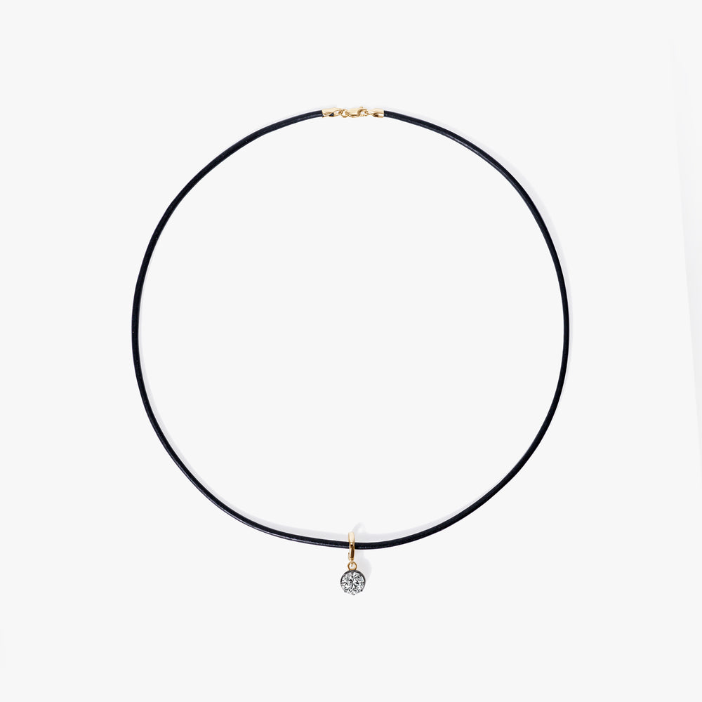 Round Diamond Black Rhodium Pendant