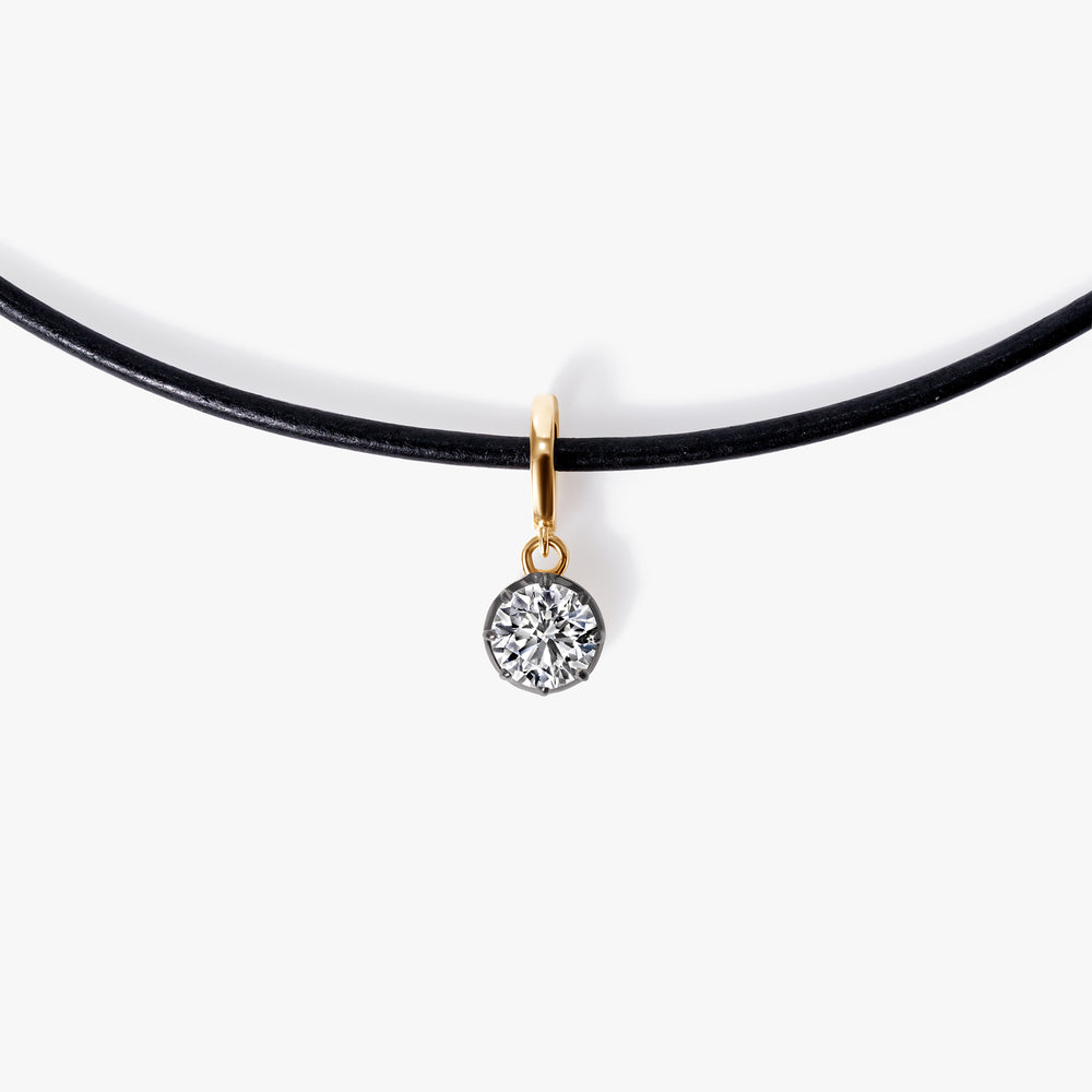 Round Diamond Black Rhodium Pendant
