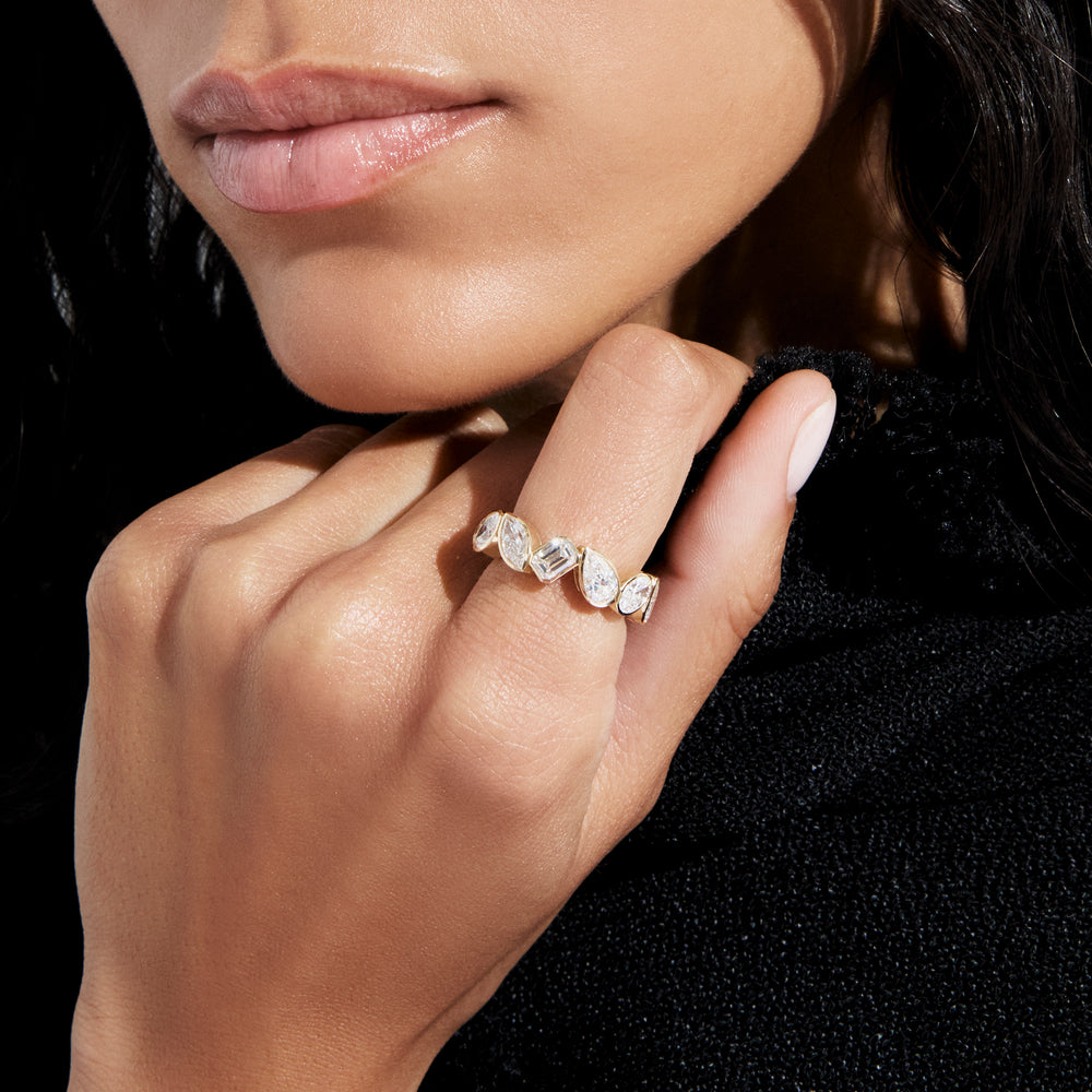 Mixed Shape Diamond Bezel Set Eternity Band