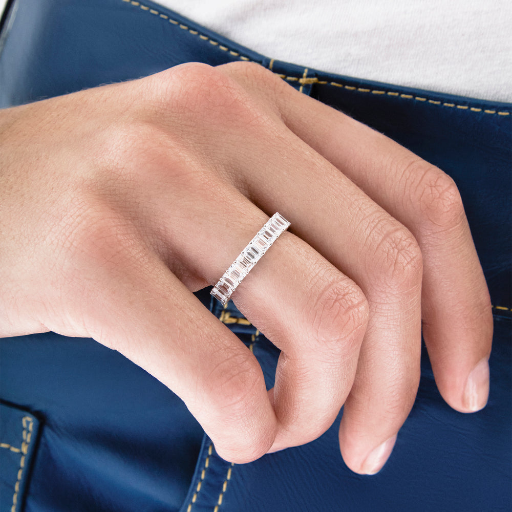 Emerald Diamond Petite Shared Prong Eternity Band