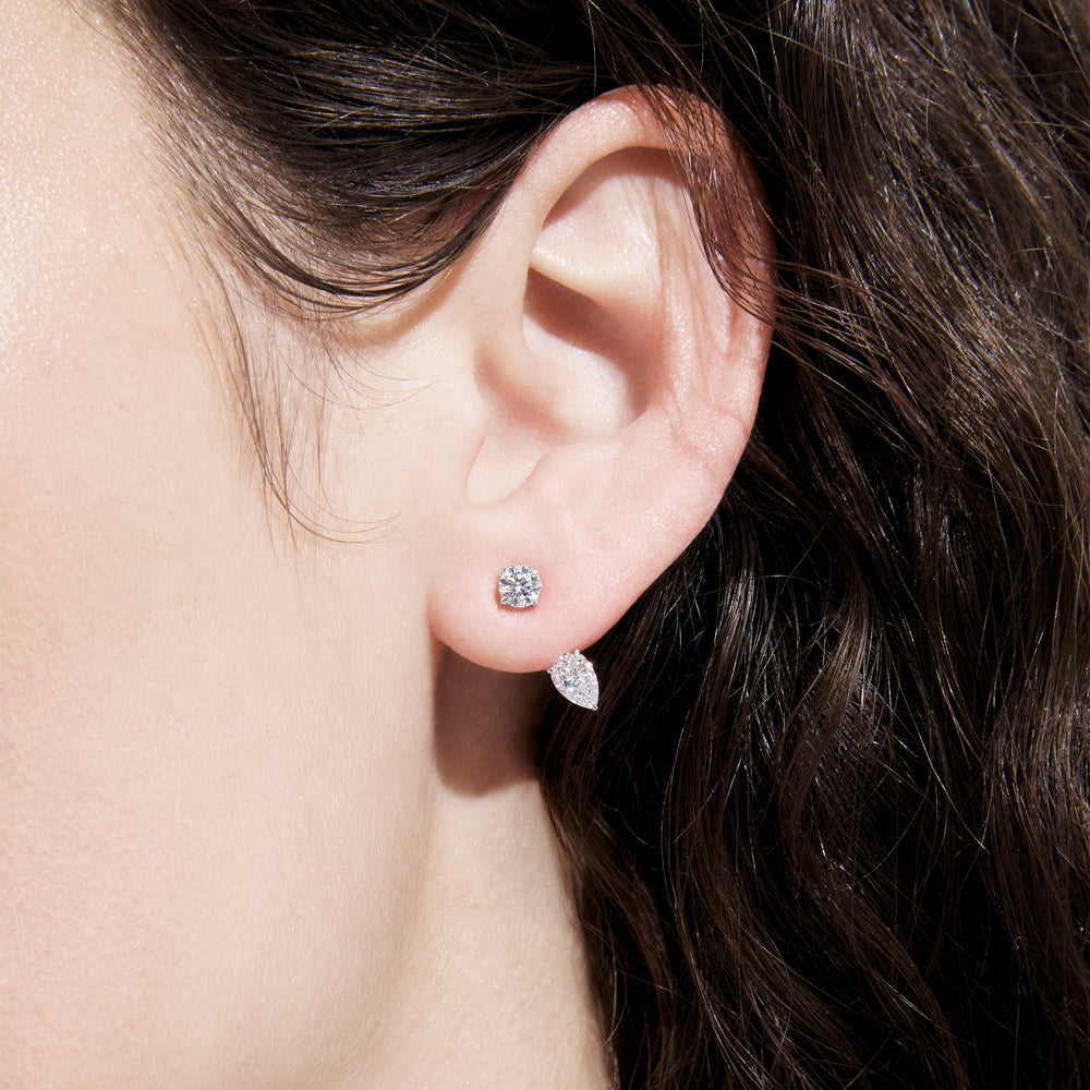 Round and Pear Diamond Jacket Earrings