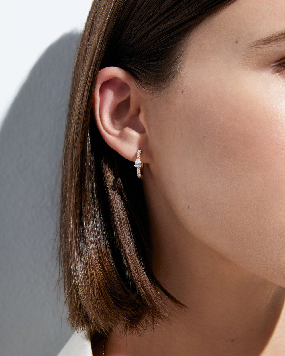 Pear Diamond Pavé Huggie Earrings