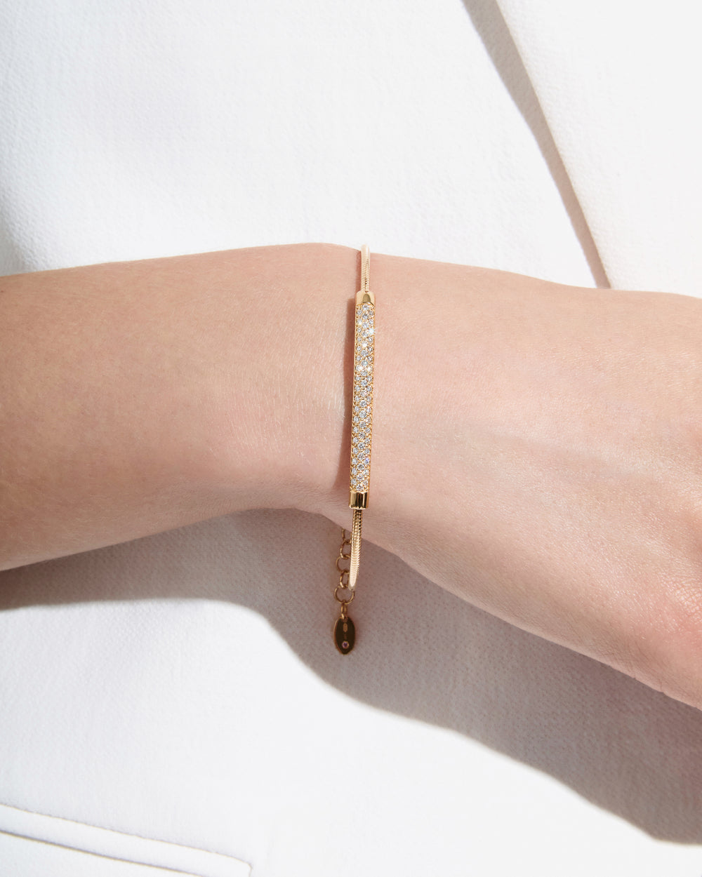 Pave Diamond Bar Flexible Bracelet