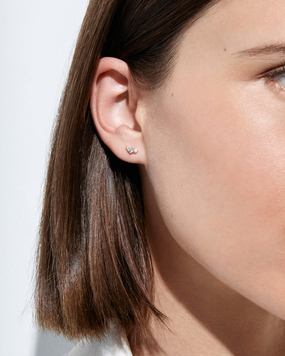Pear and Round Diamond Mini Crawler Flatback Earrings