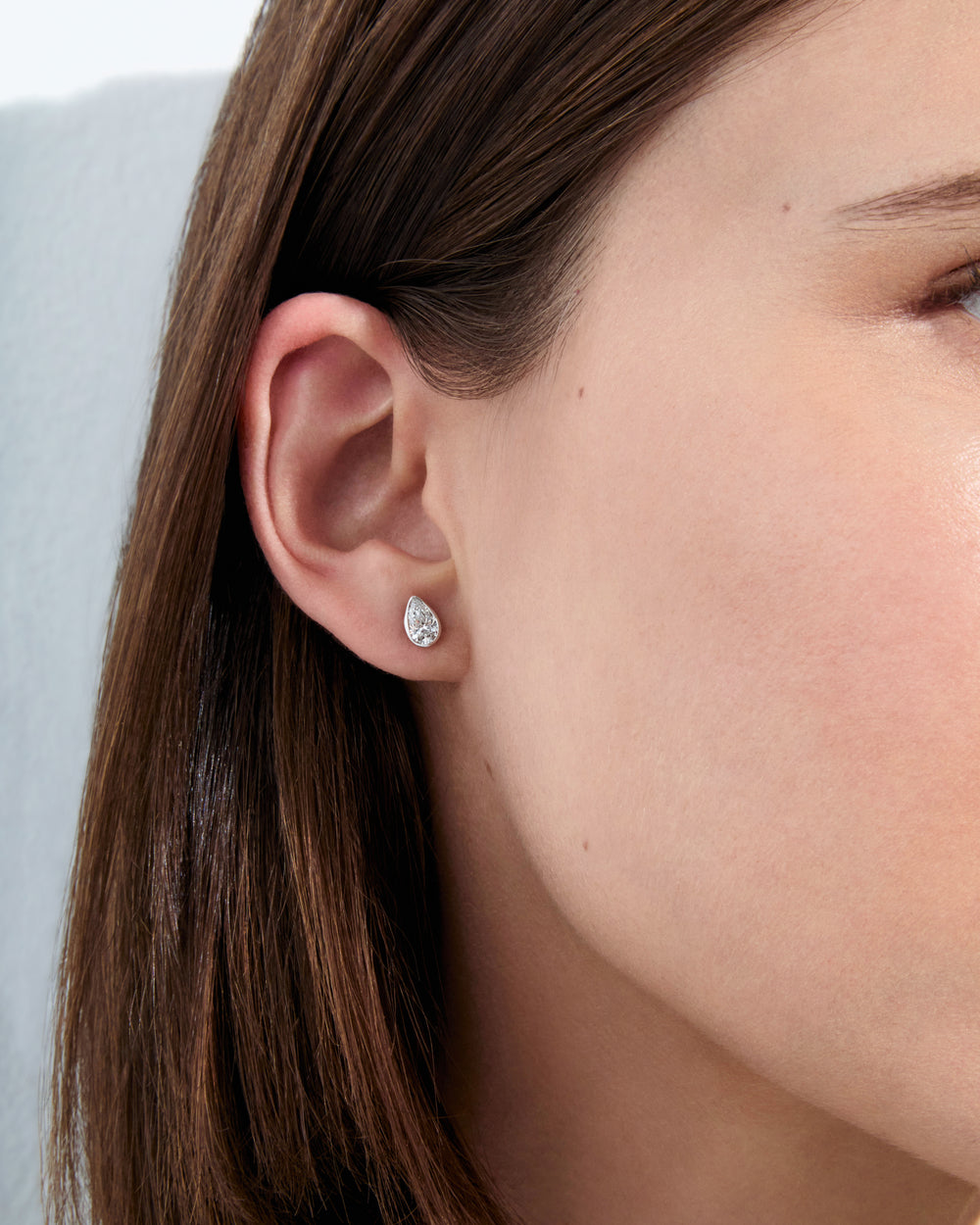 Pear Diamond Bezel Stud Earrings