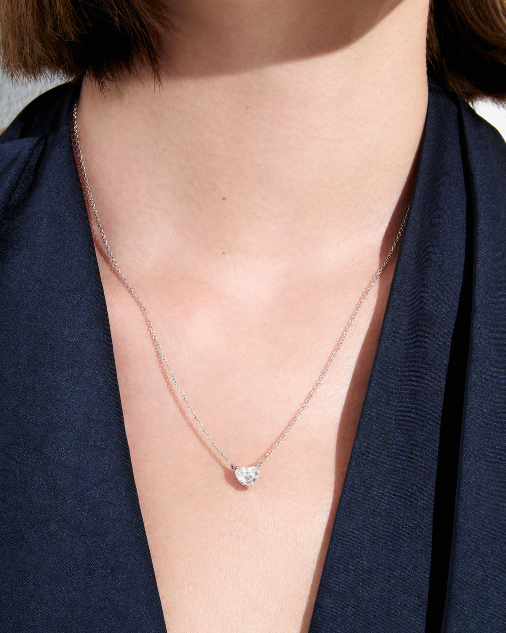 Heart Diamond Solitaire Pendant Necklace
