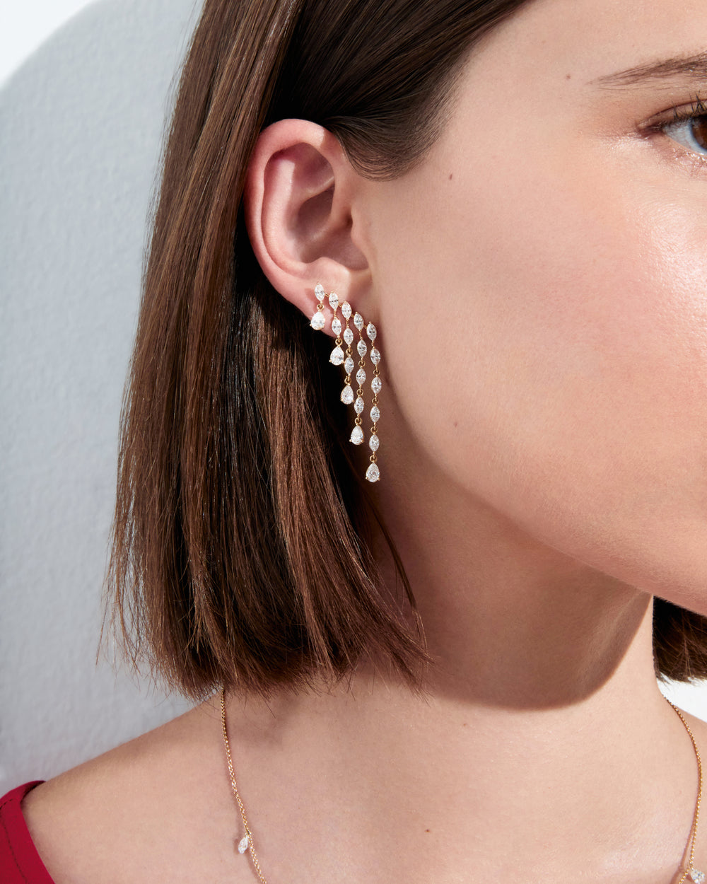 Pear and Marquise Waterfall Crawler Earrings