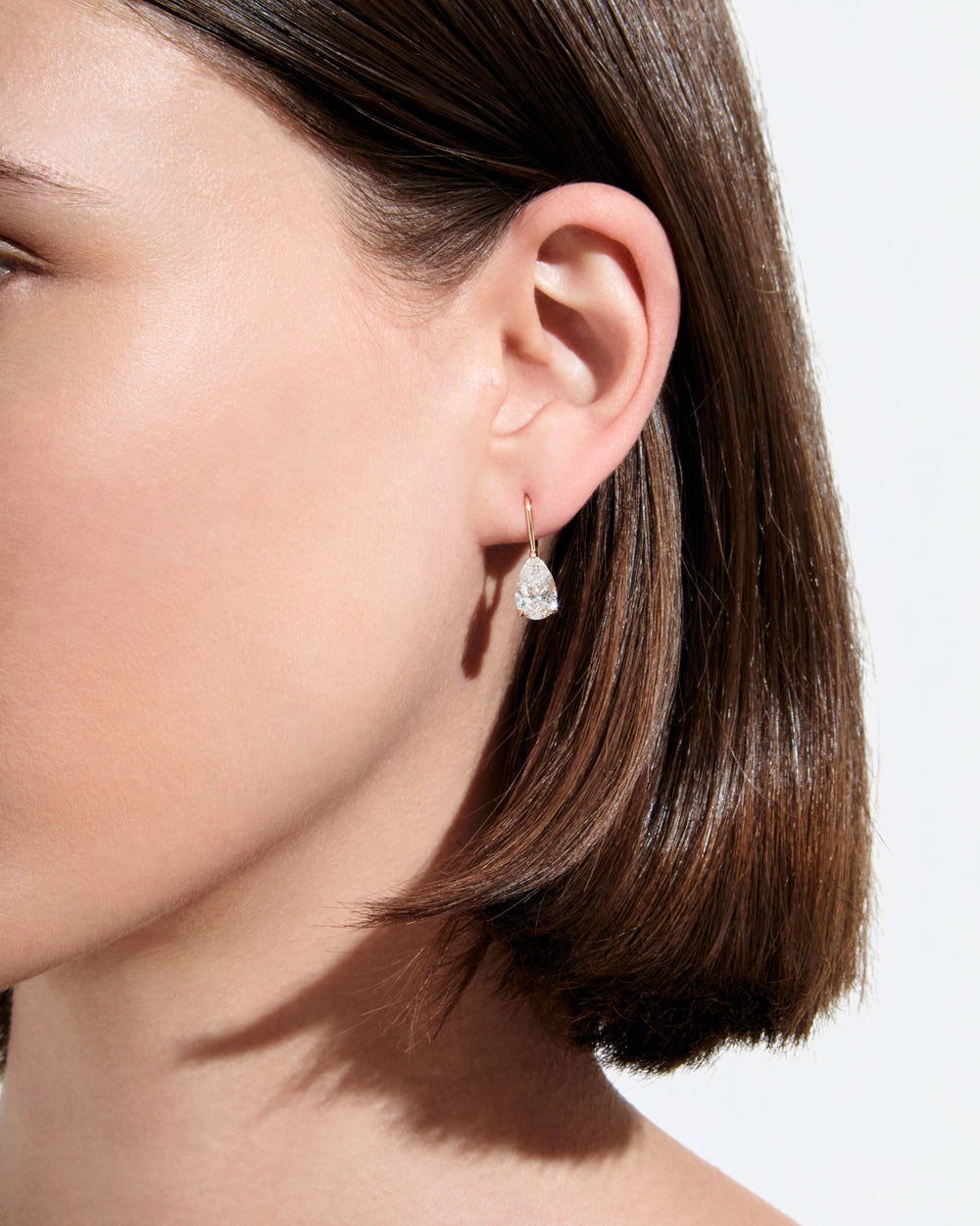 Pear Diamond Leverback Drop Earrings