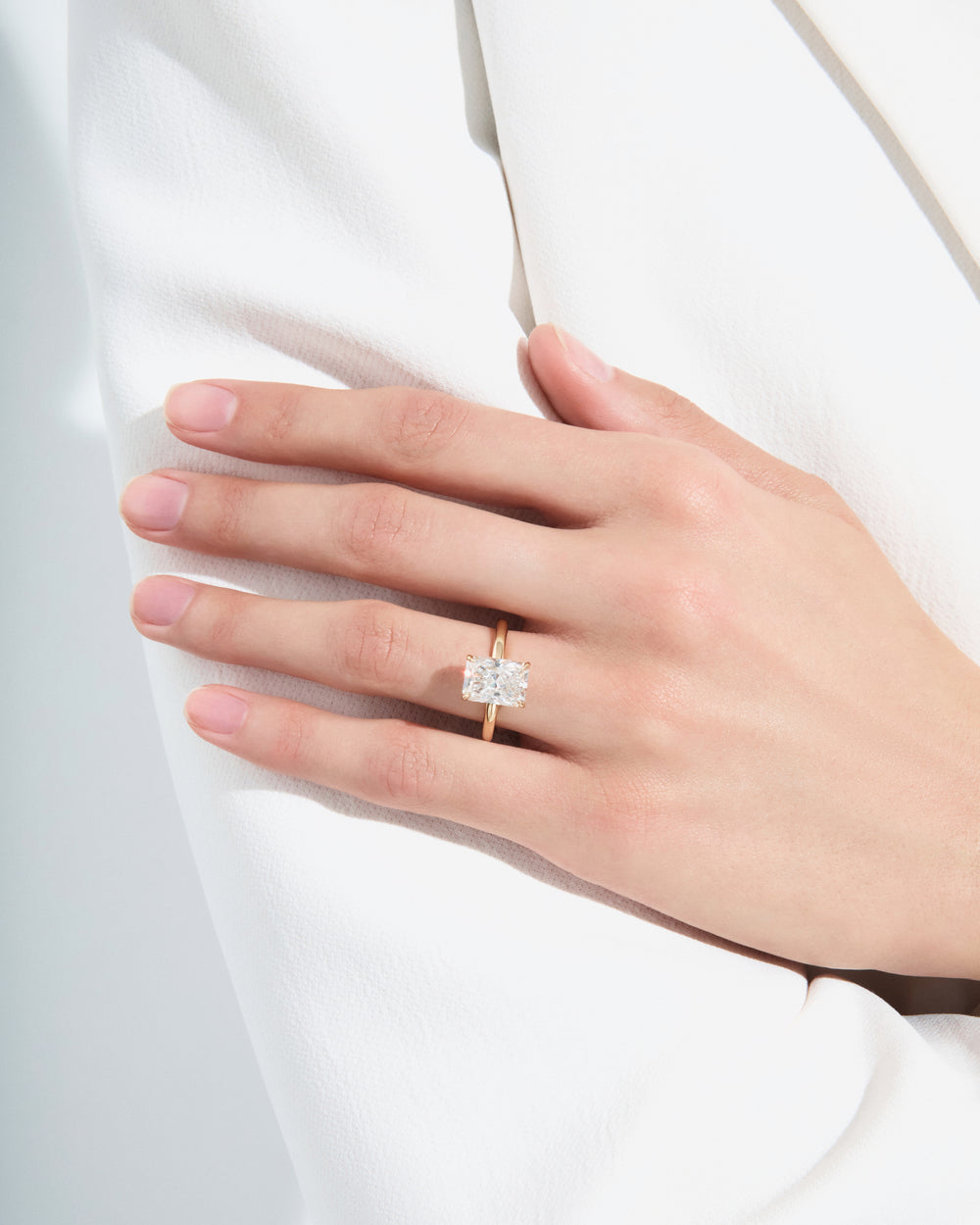 3.09CT Radiant Hidden Halo Engagement Ring