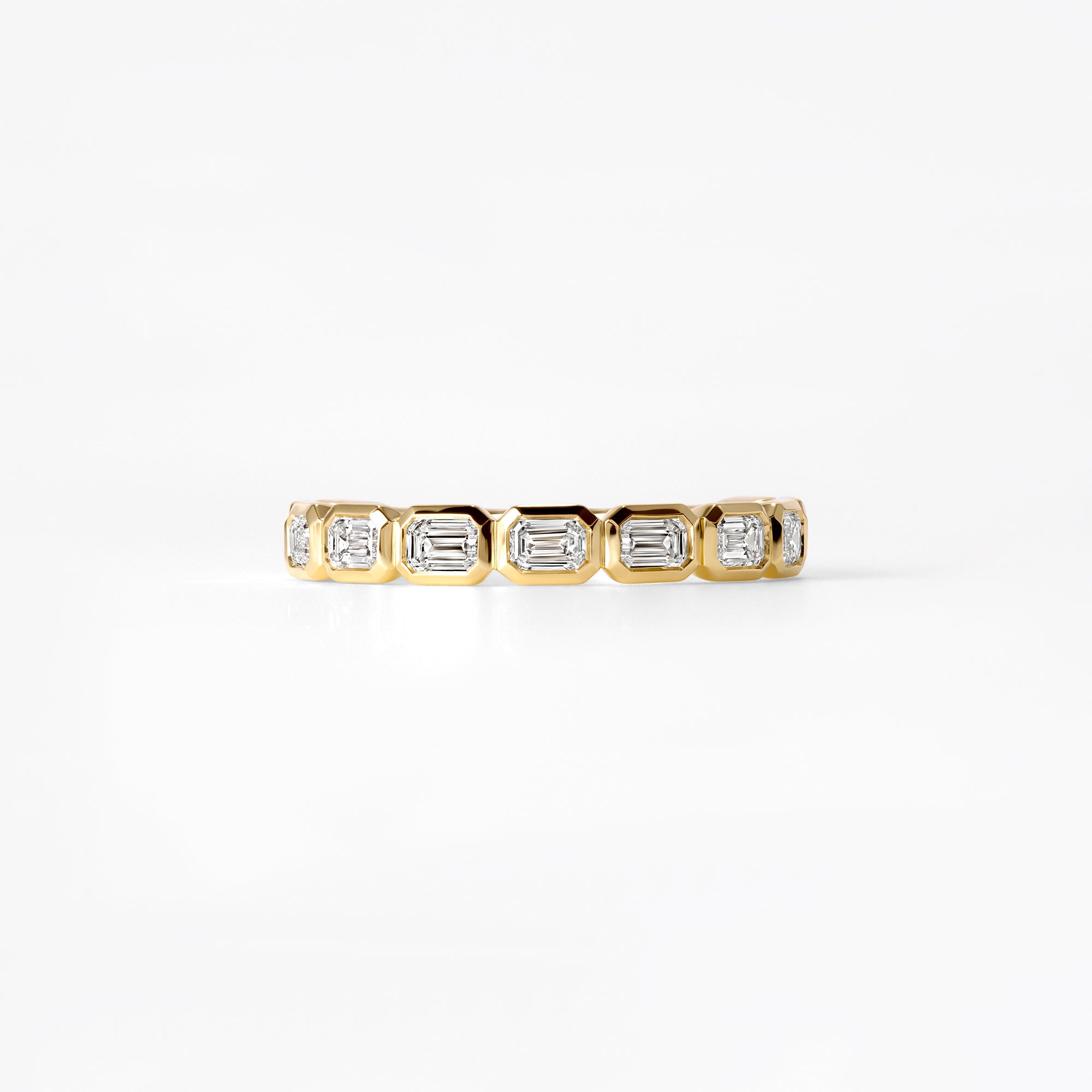 Emerald Diamond East West Bezel Anniversary Band