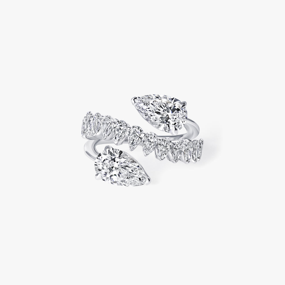 Pear Diamond Bypass Statement Ring