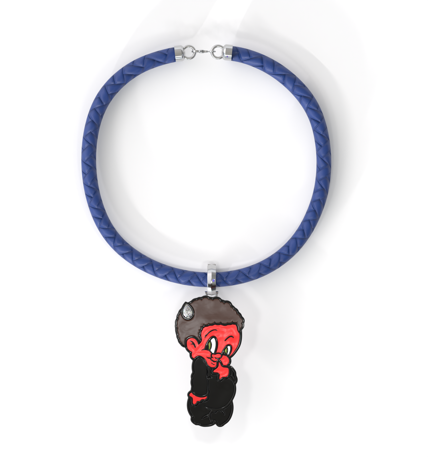 Lil Lenox Enamel Charm with GRWN Diamond a Blue Cord Bracelet