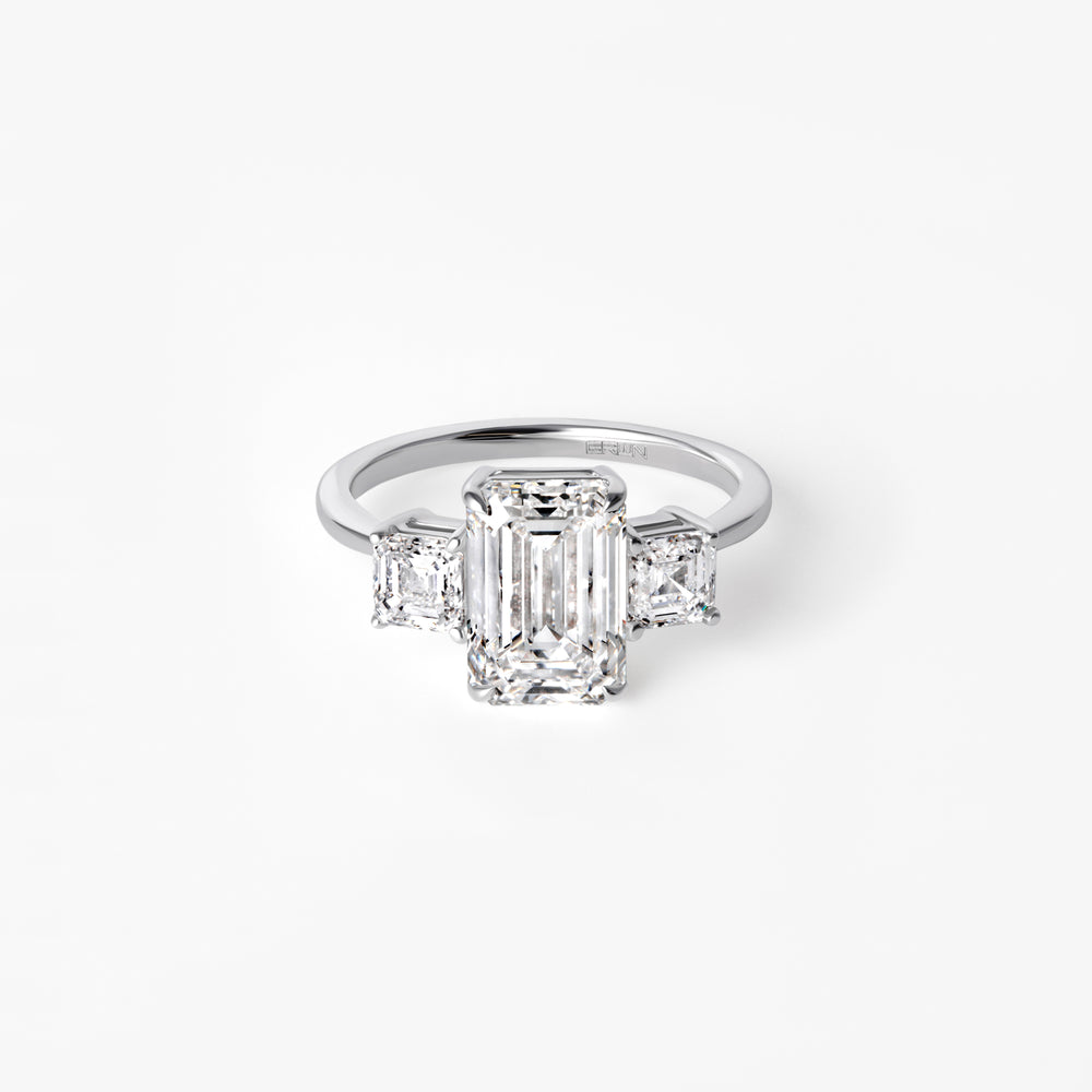 2.09CT Emerald Three Stone Engagement Ring