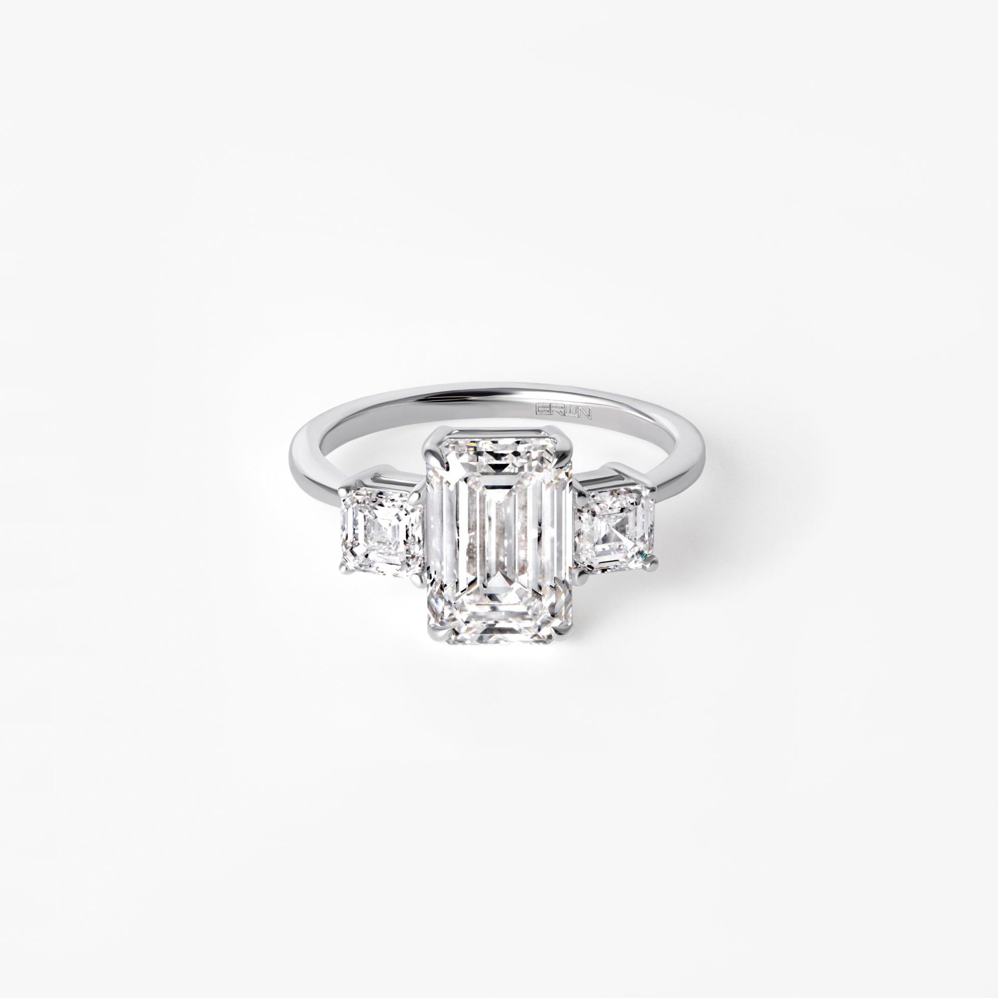 2.09CT Emerald Three Stone Engagement Ring