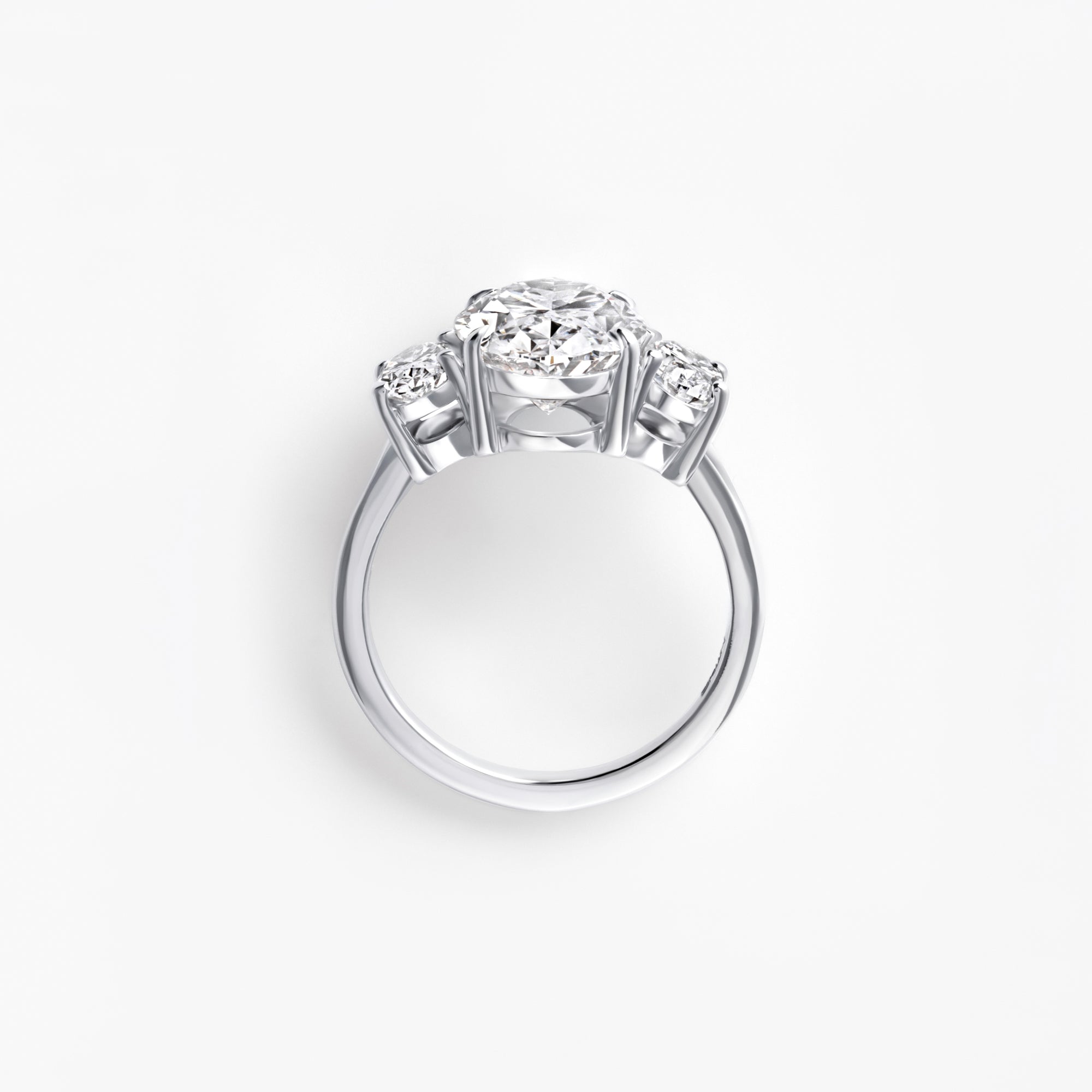 4.08CT Oval Three Stone Engagement Ring