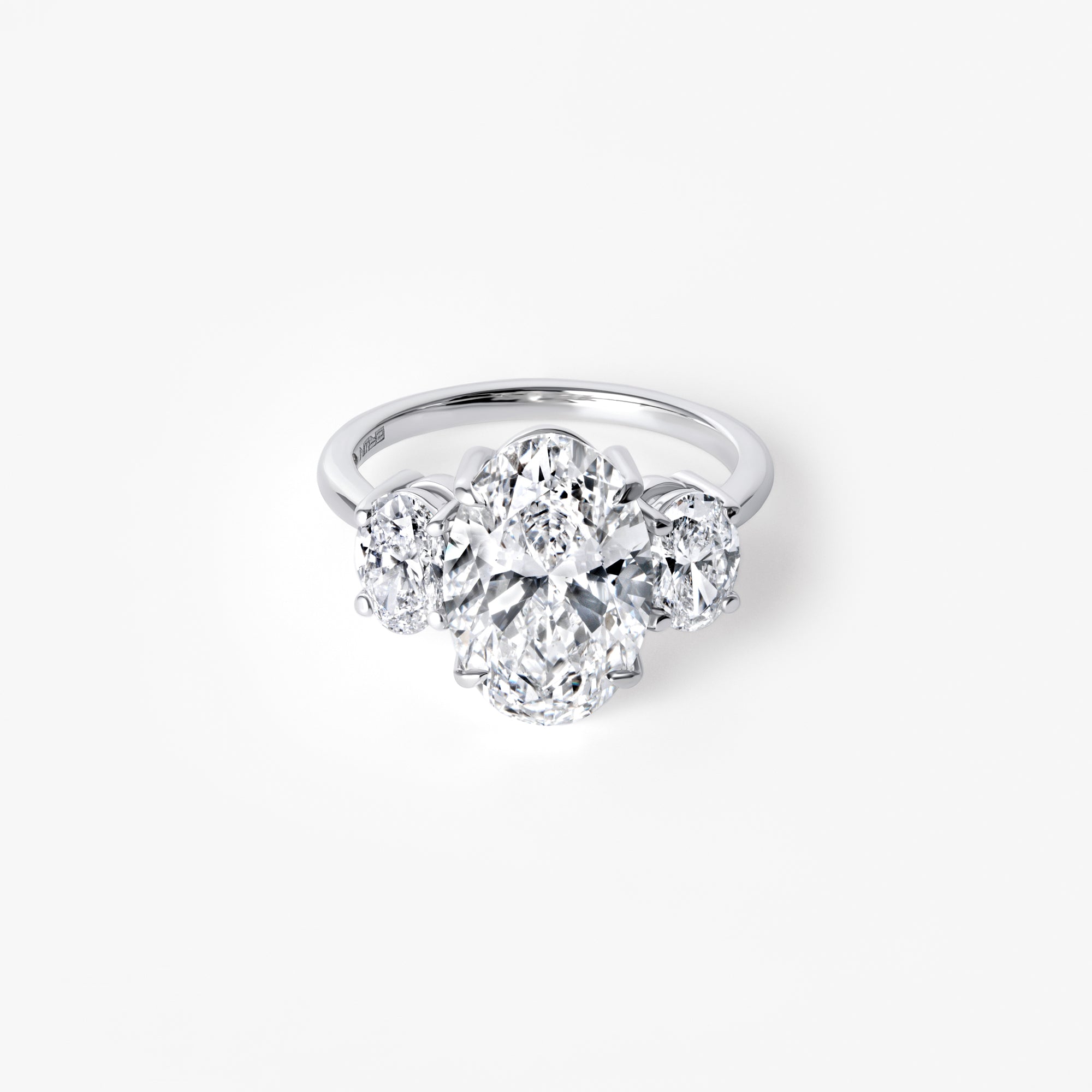 4.08CT Oval Three Stone Engagement Ring