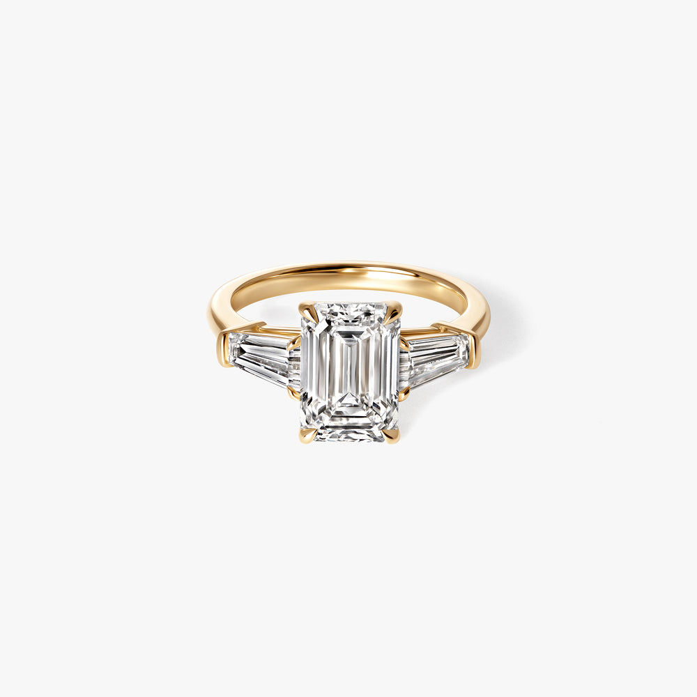 3.08CT Emerald and Tapered Baguette Three Stone Engagment Ring