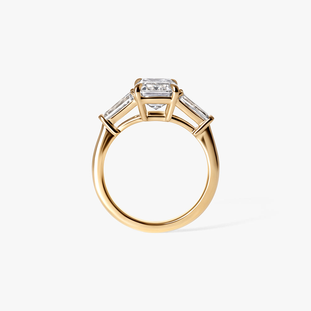 3.08CT Emerald and Tapered Baguette Three Stone Engagment Ring