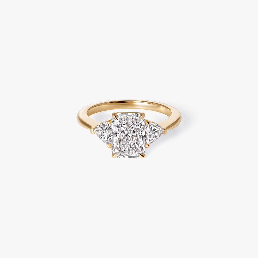 2.05CT Radiant and Triangle Three Stone Engagement Ring