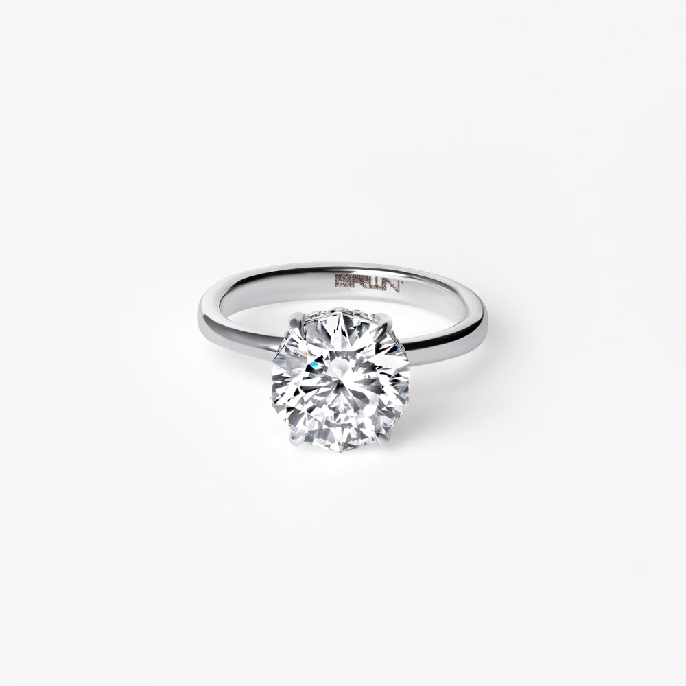 3.14CT Decagon Hidden Halo Engagement Ring