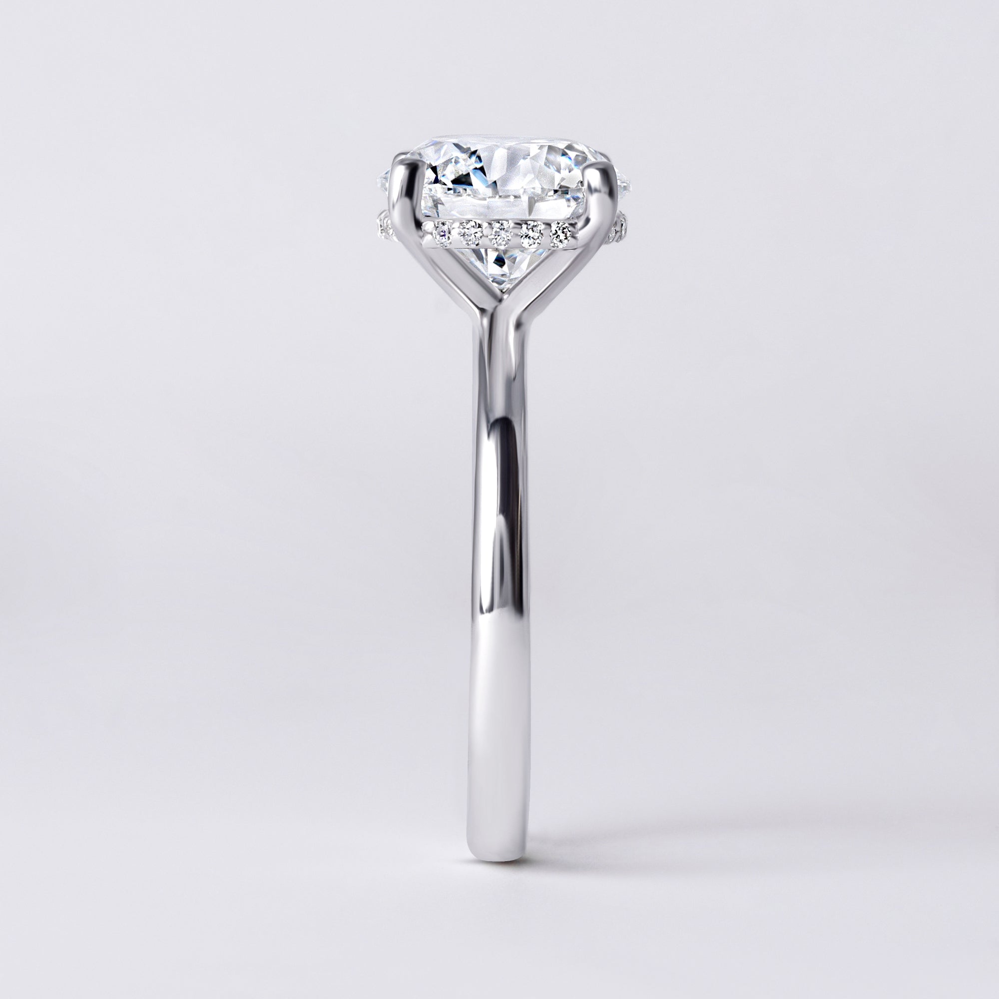 Sora 3.00CT Round Hidden Halo Engagement Ring, White Gold