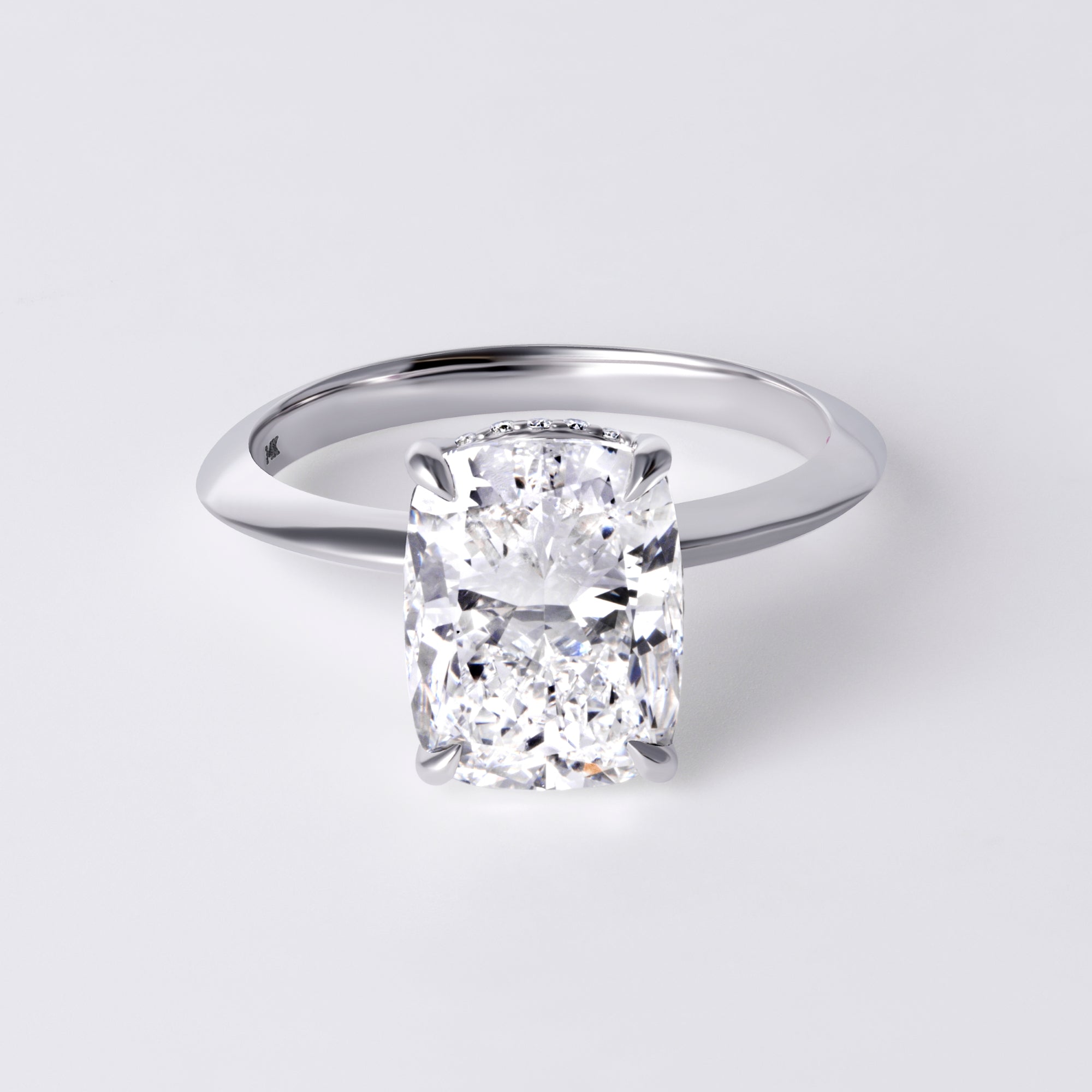Sora 3.05CT Cushion Hidden Halo Engagement Ring, White Gold