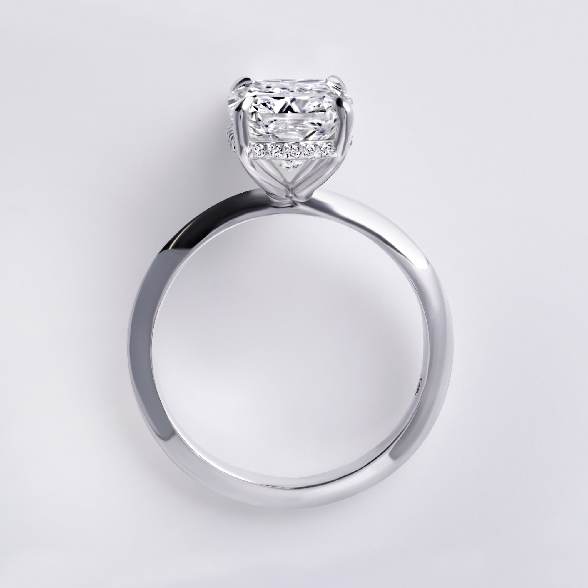 Sora 3.05CT Cushion Hidden Halo Engagement Ring, White Gold