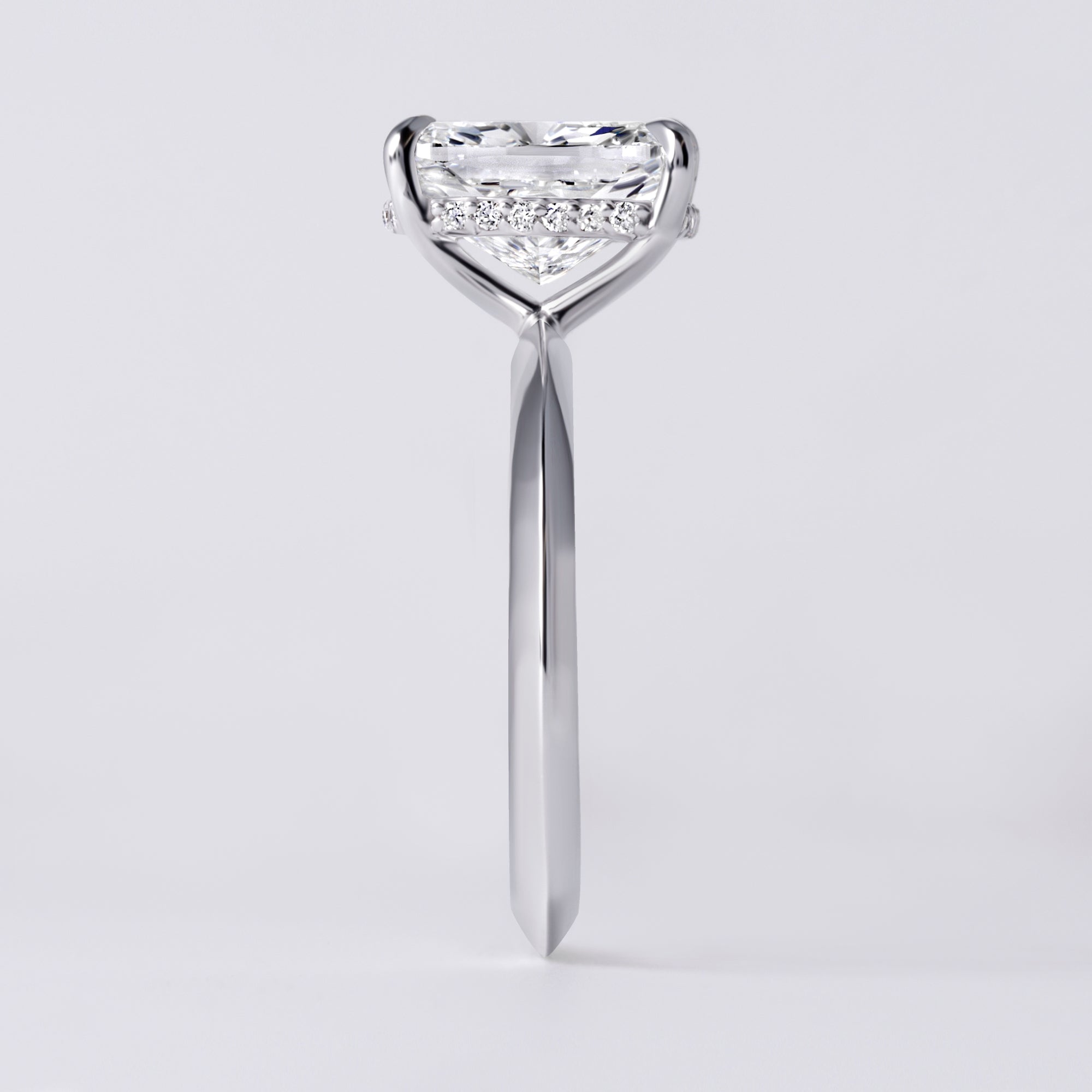 Sora 3.05CT Cushion Hidden Halo Engagement Ring, White Gold