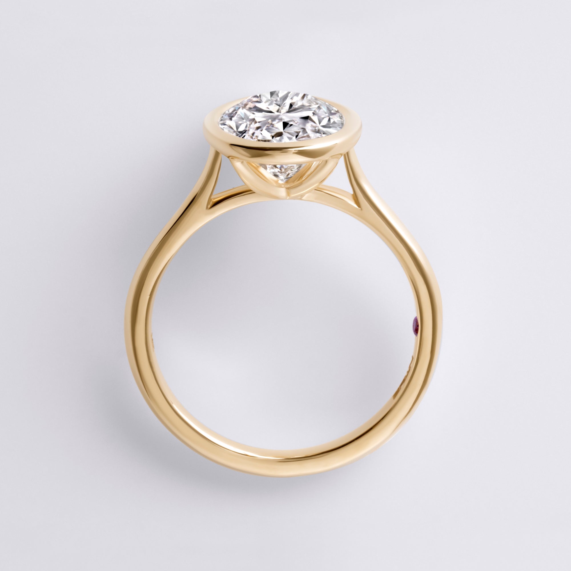 Lori 3.09CT Oval Bezel Set Engagement Ring, Yellow Gold