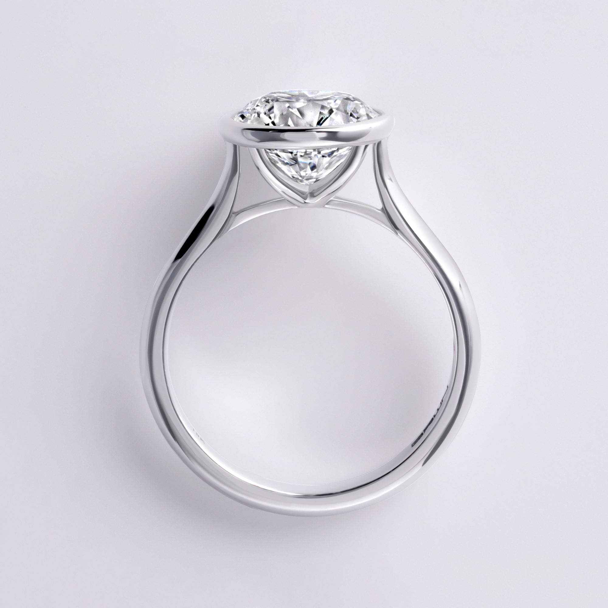 Lori 3.04CT Round Bezel Set Engagement Ring, White Gold