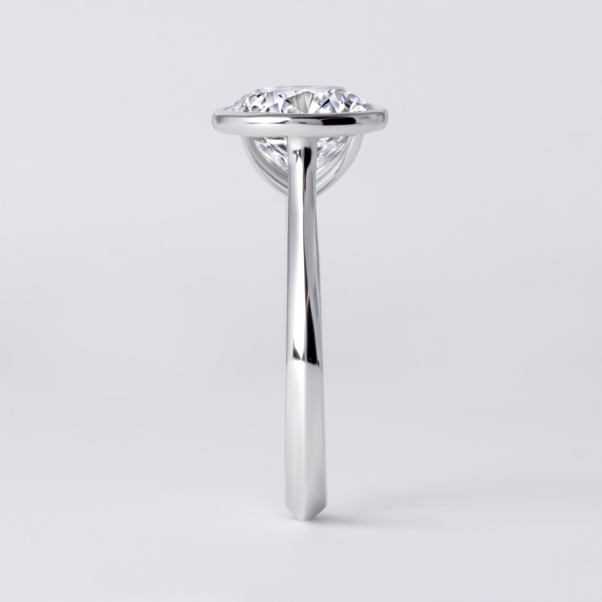 Lori 3.04CT Round Bezel Set Engagement Ring, White Gold