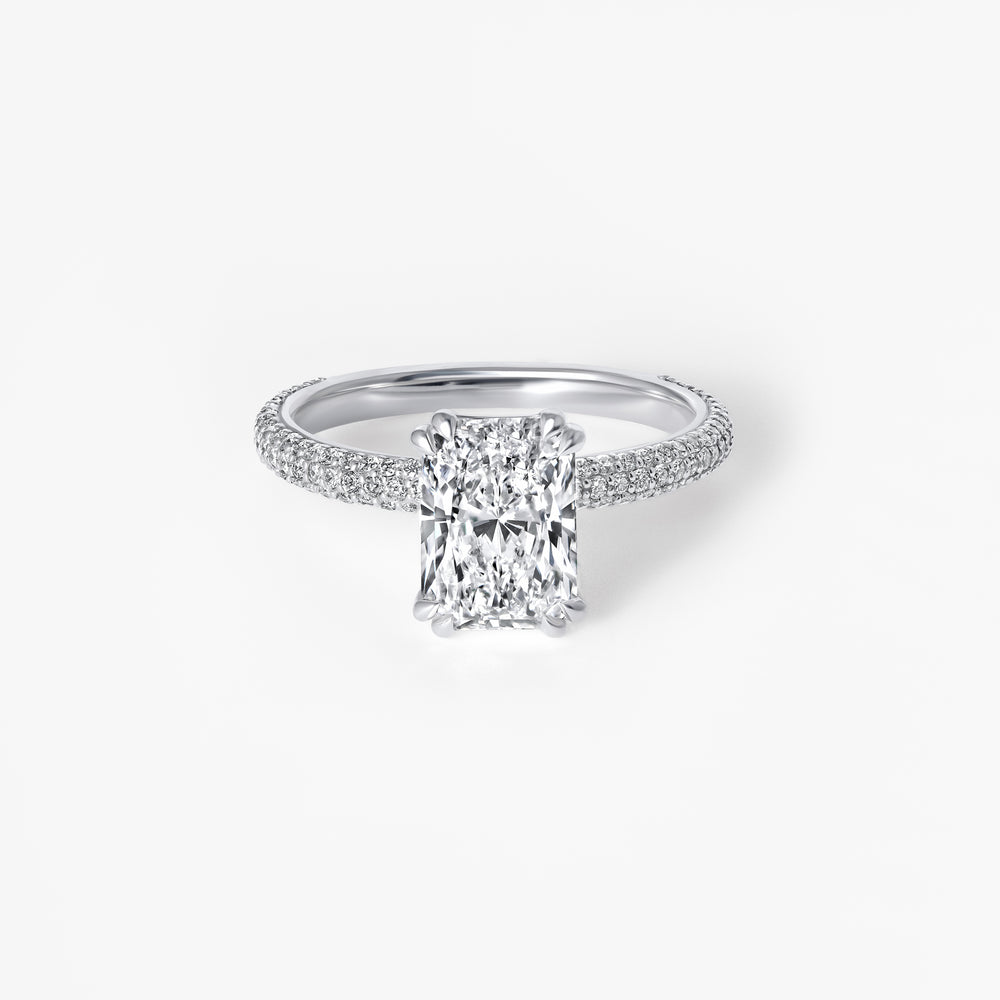 2.03CT Elongated Cushion Triple Row Pavé Engagement Ring
