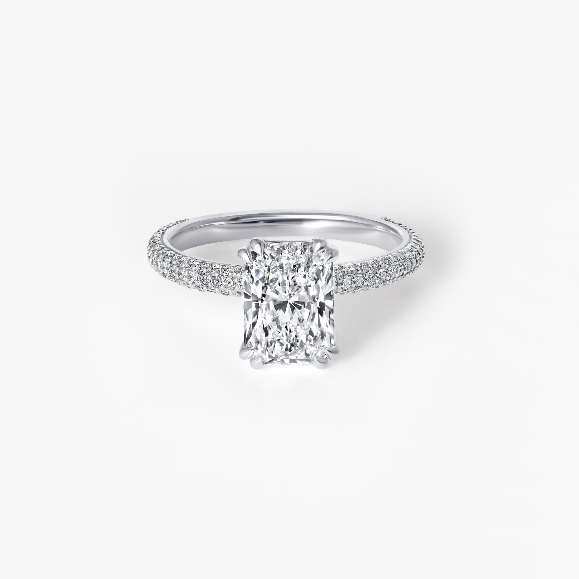 2.03CT Elongated Cushion Triple Row Pavé Engagement Ring