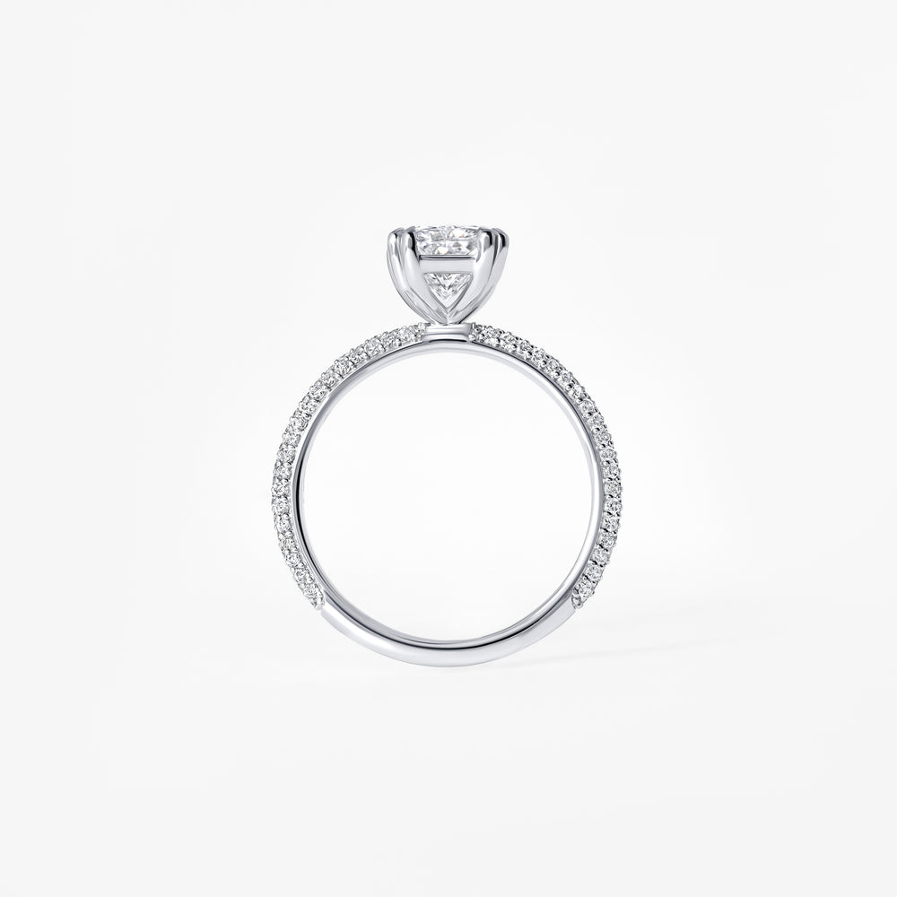 2.03CT Radiant Triple Row Pavé Engagement Ring