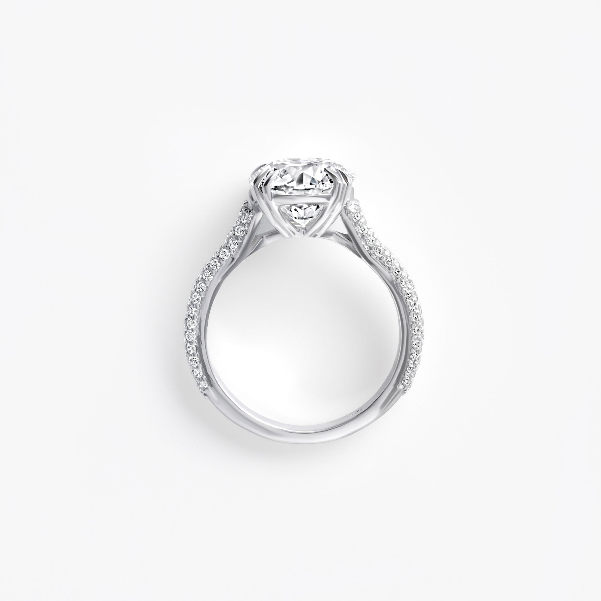 3.07CT Round Triple Row Pavé Engagement Ring
