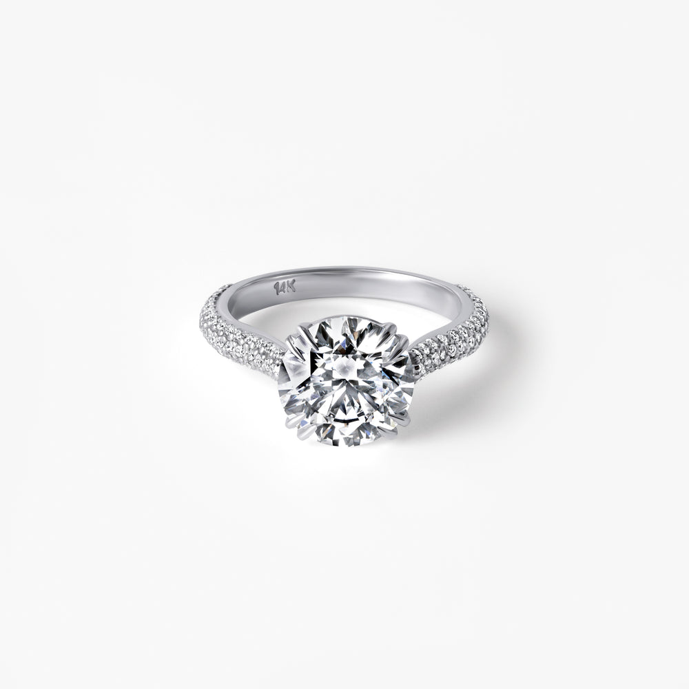 3.07CT Round Triple Row Pavé Engagement Ring