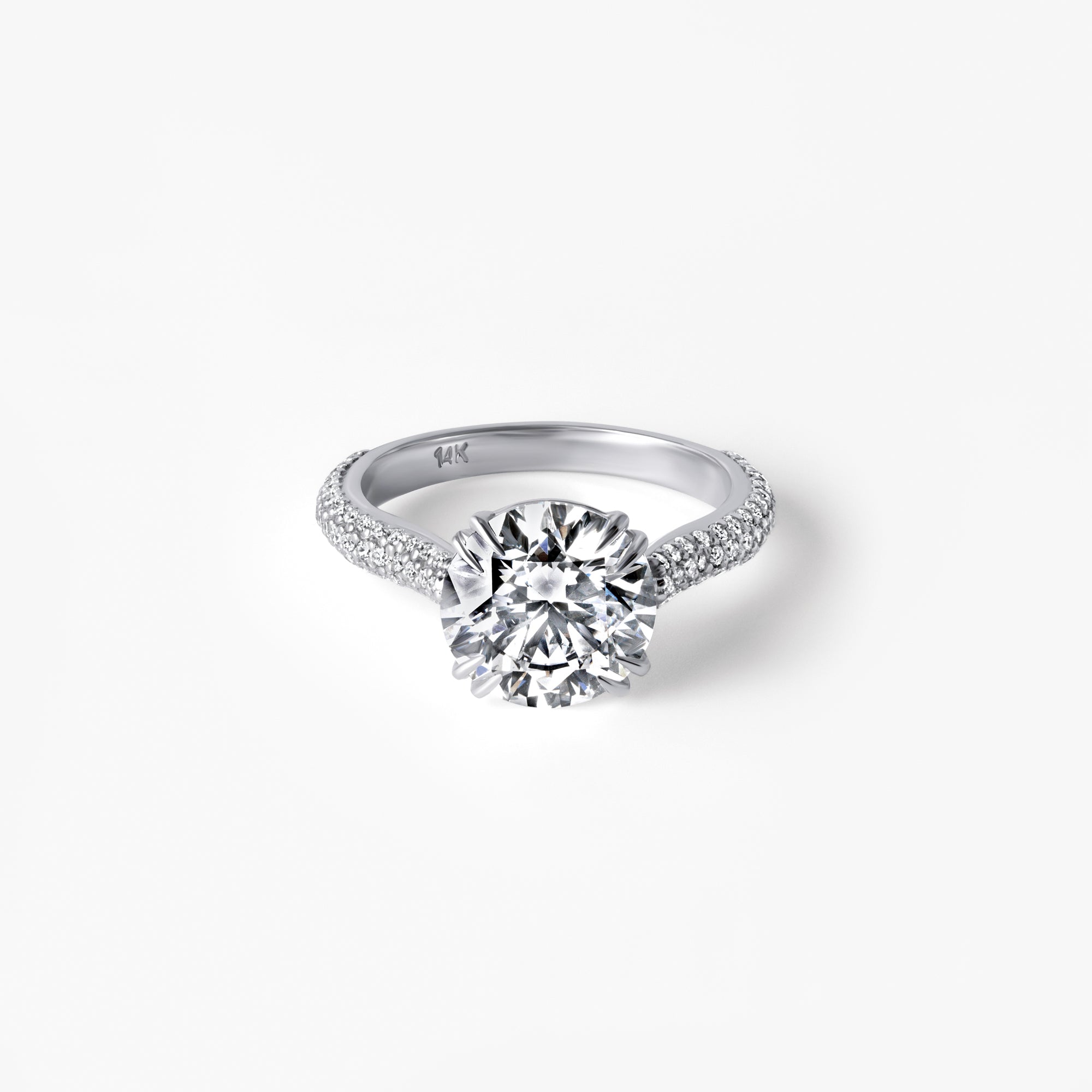 3.07CT Round Triple Row Pavé Engagement Ring