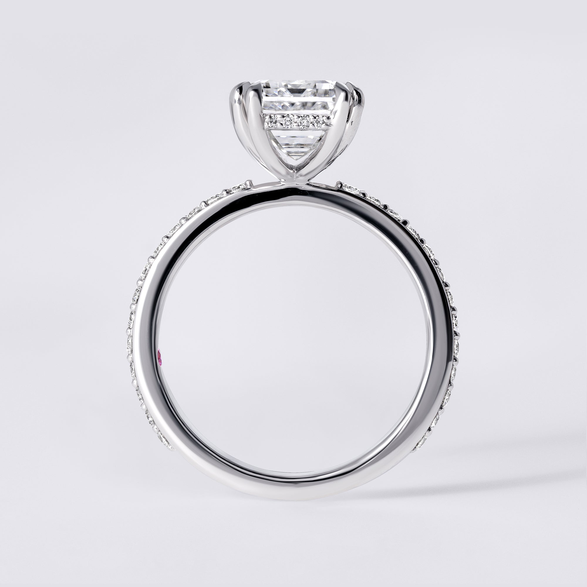 Luna 4.06 CTW Emerald Cut Diamond Single Row Pavé Engagement Ring