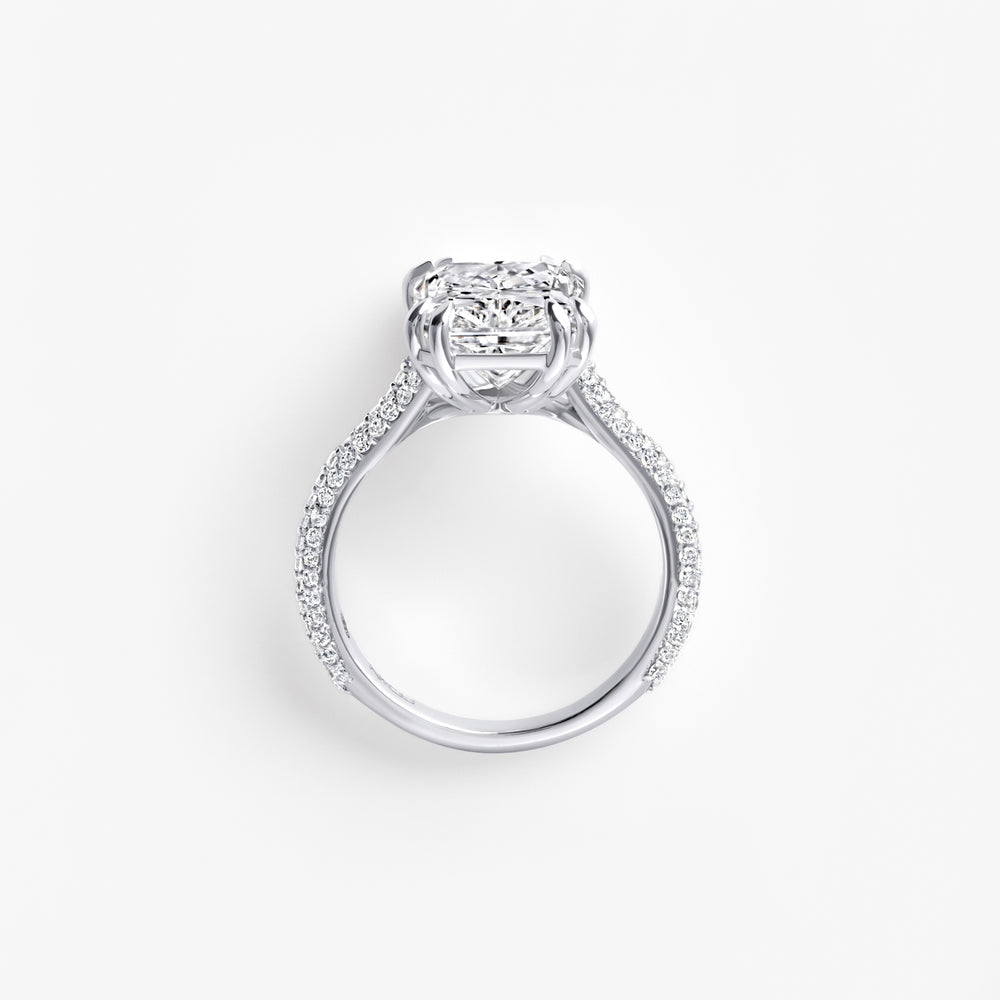 5.08CT Radiant Triple Row Pavé Engagement Ring