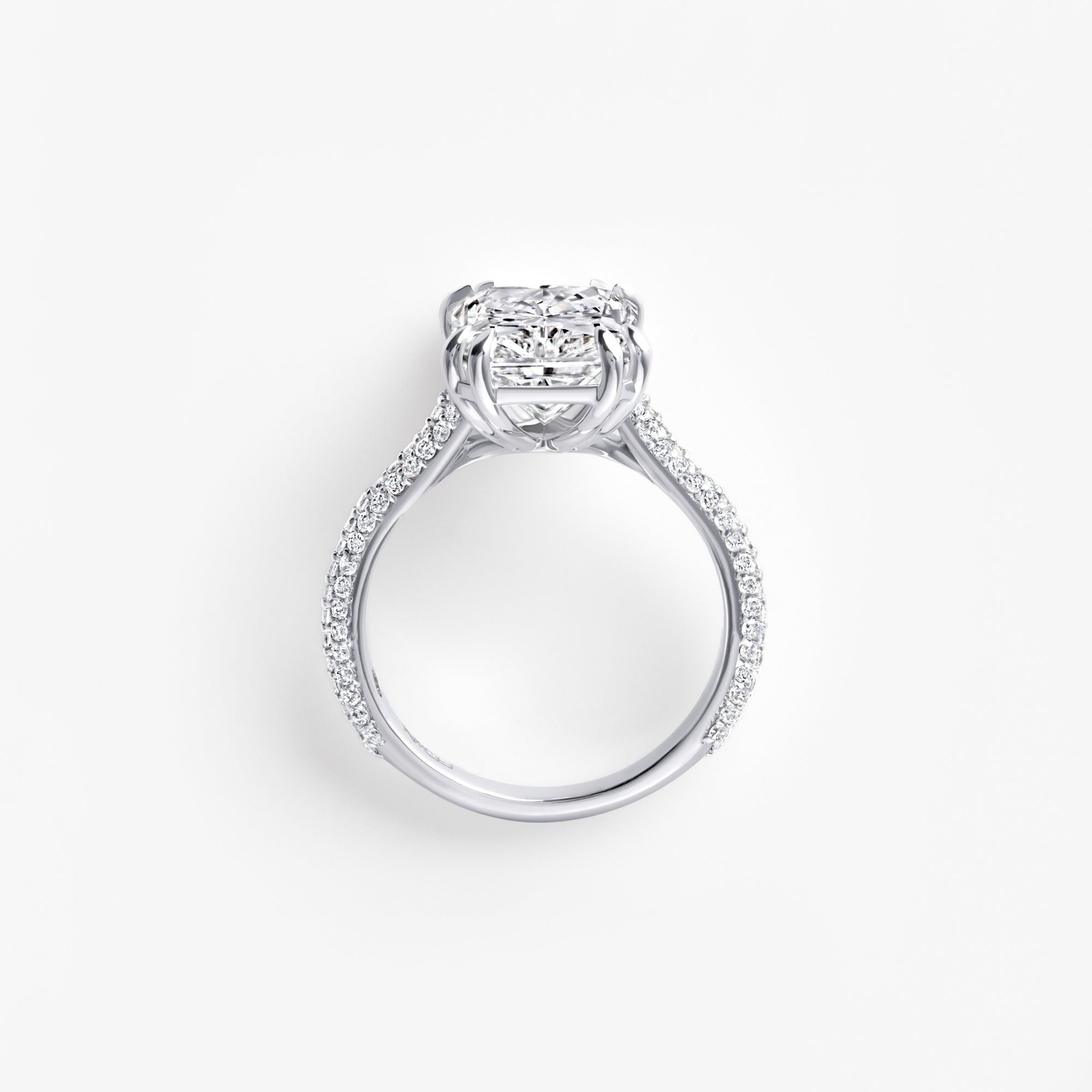 5.08CT Radiant Triple Row Pavé Engagement Ring