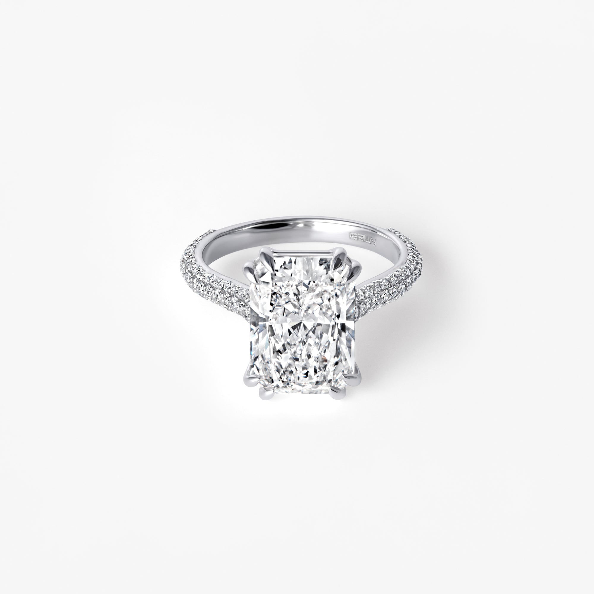 5.08CT Radiant Triple Row Pavé Engagement Ring