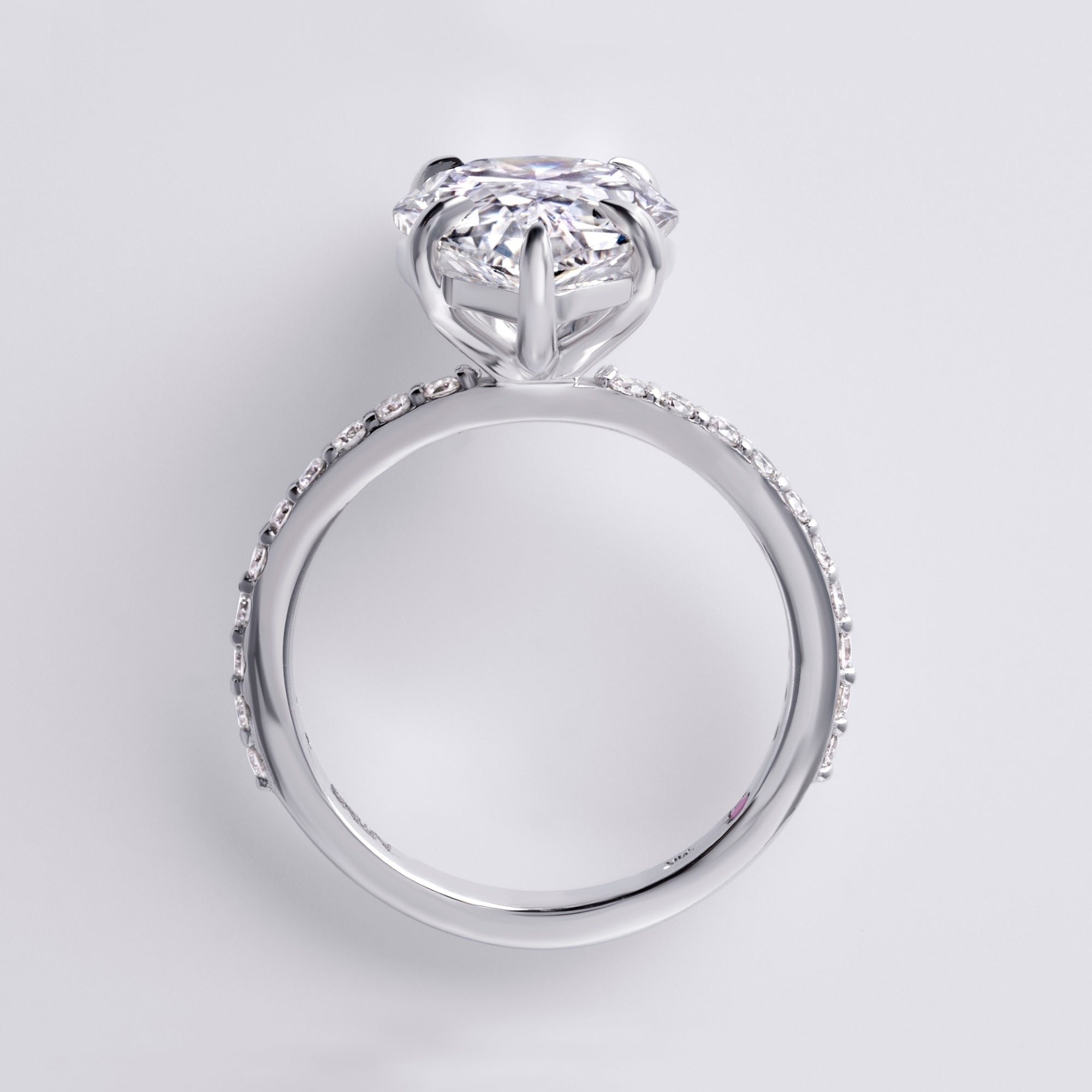 Luna 5.12CT Pear Single Row Pave Engagement Ring, White Gold
