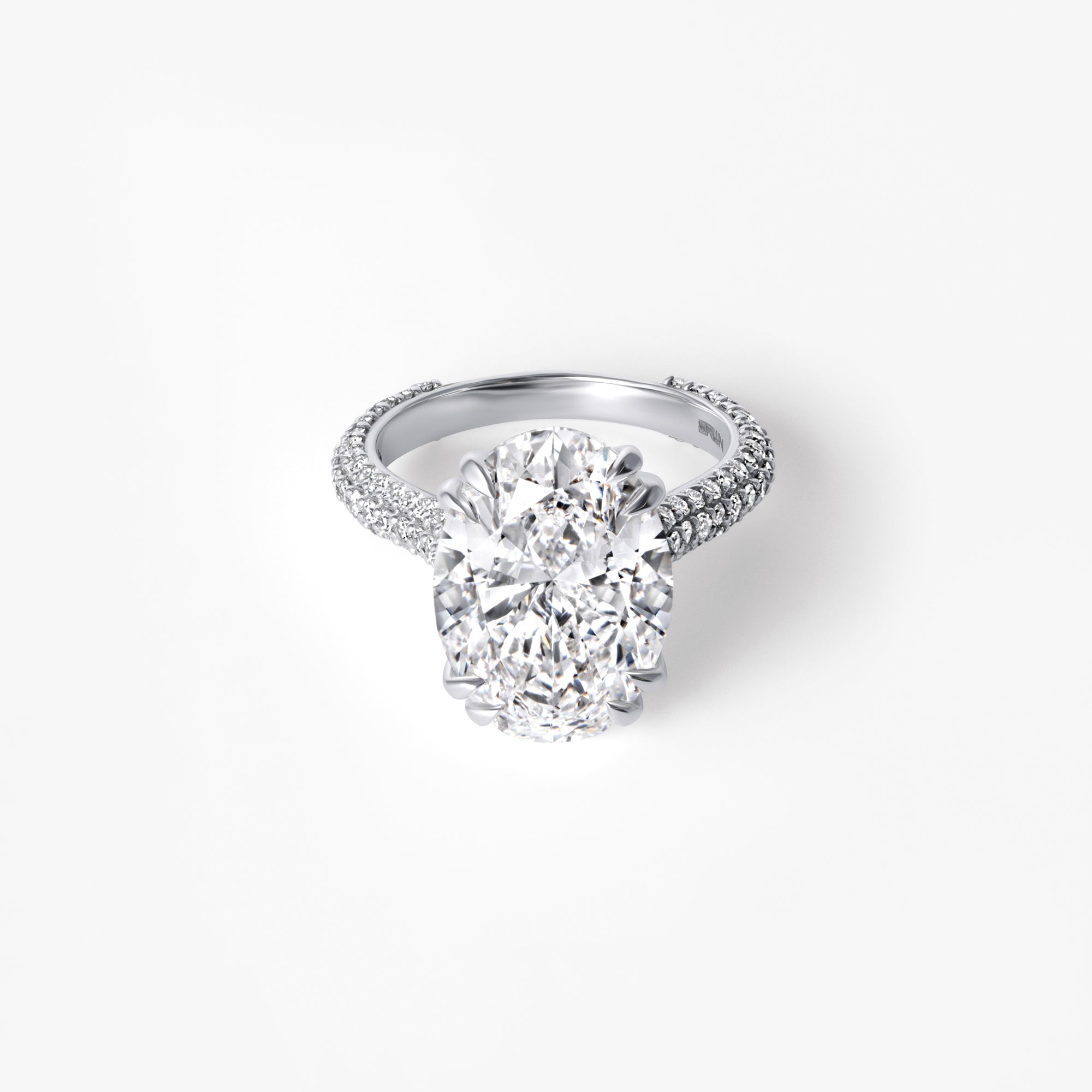 7.01CT Oval Triple Row Pavé Engagement Ring