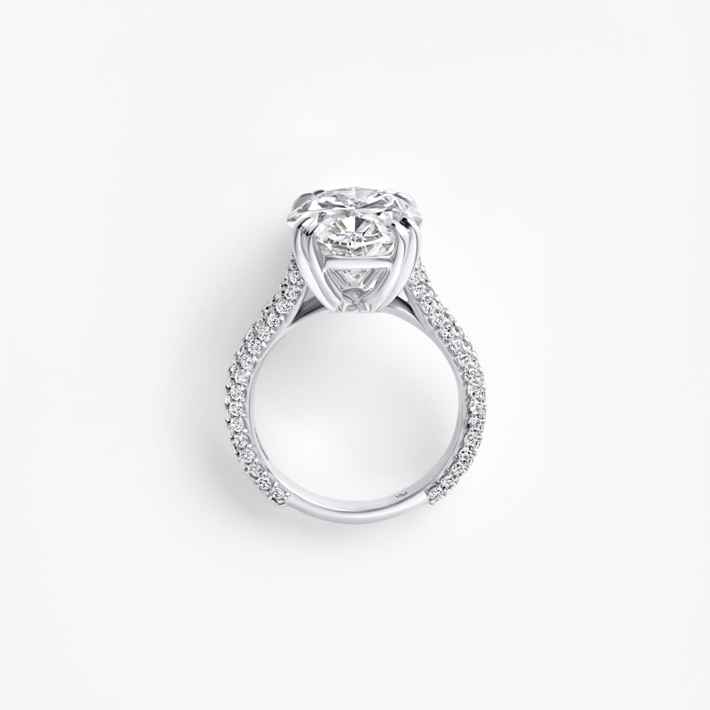 7.01CT Oval Triple Row Pavé Engagement Ring