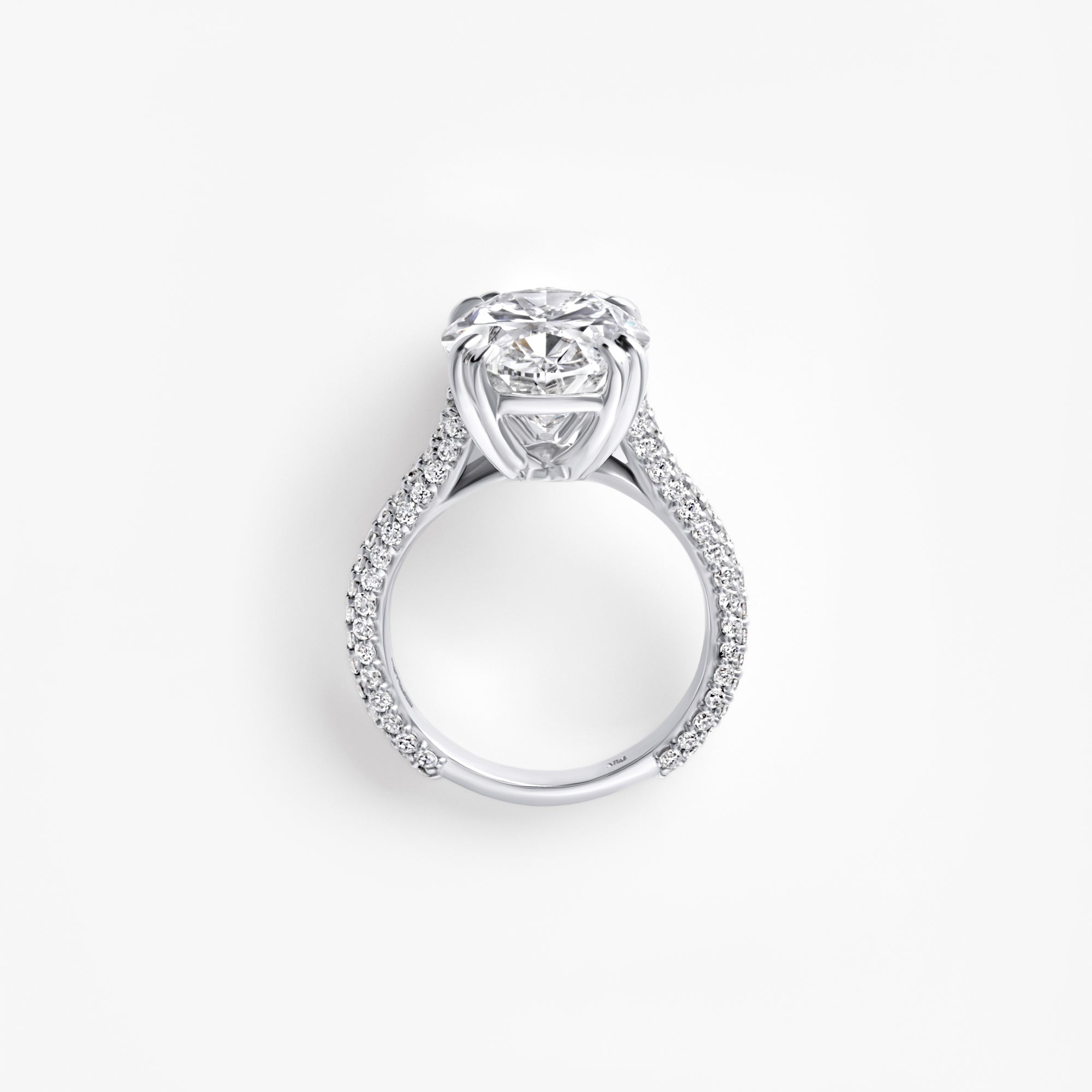 7.01CT Oval Triple Row Pavé Engagement Ring