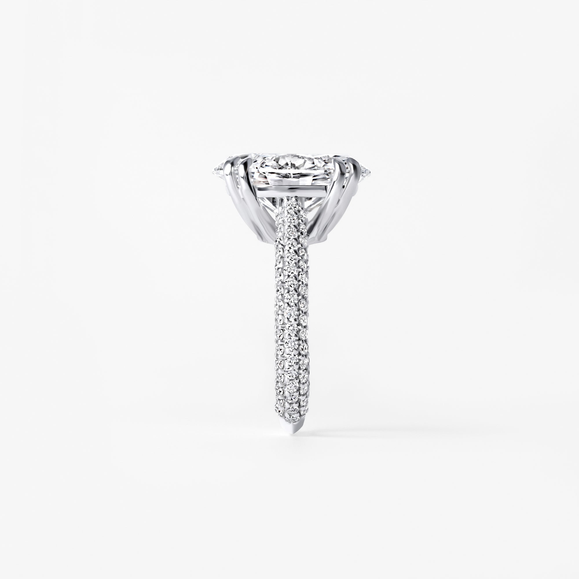 7.01CT Oval Triple Row Pavé Engagement Ring